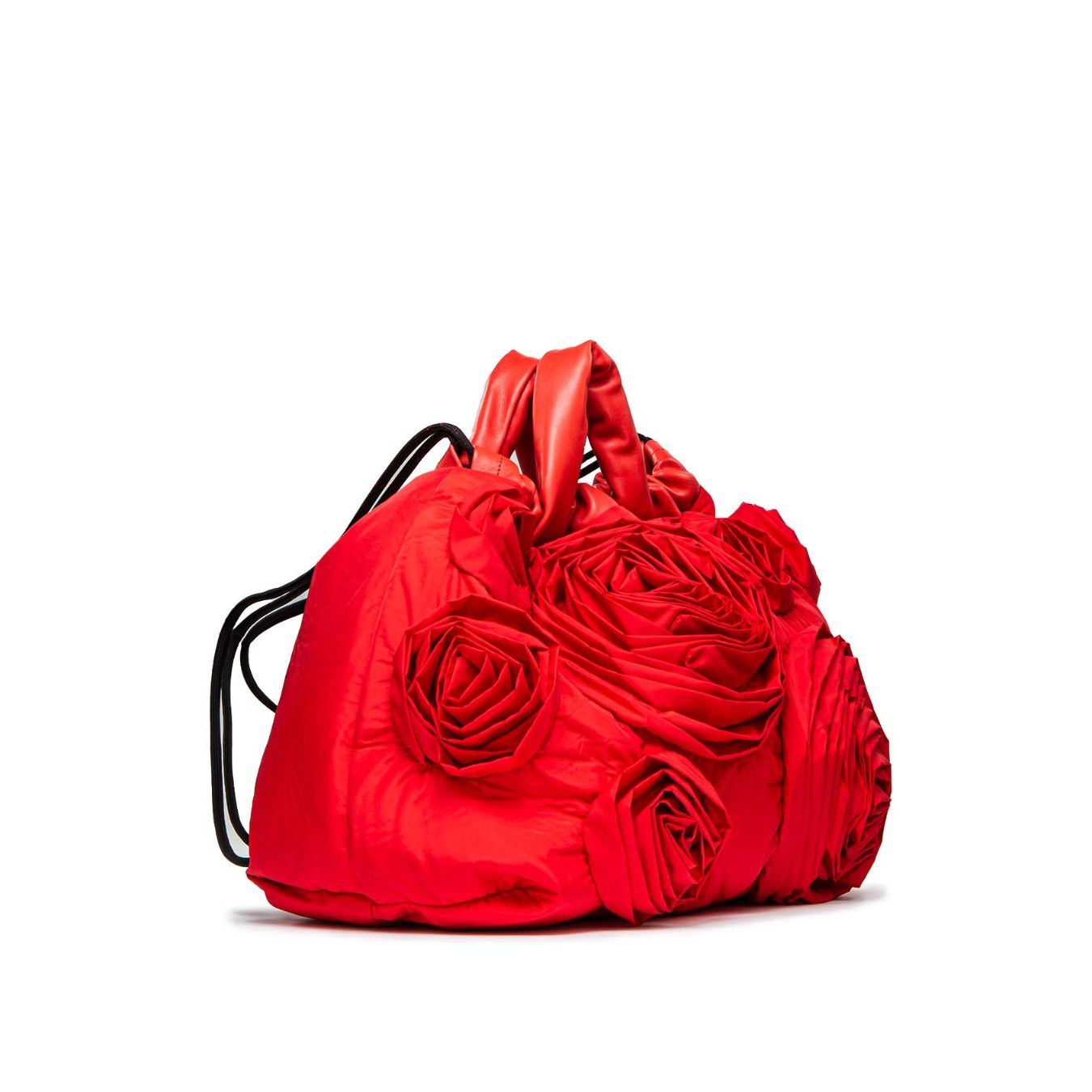 VIC MATIÉ shopper in tessuto rosso con rose