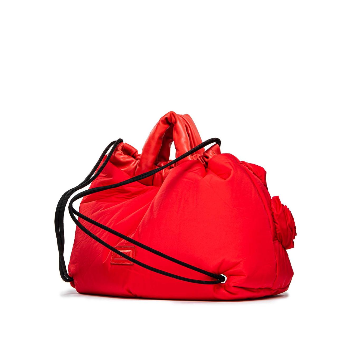 VIC MATIÉ shopper in tessuto rosso con rose
