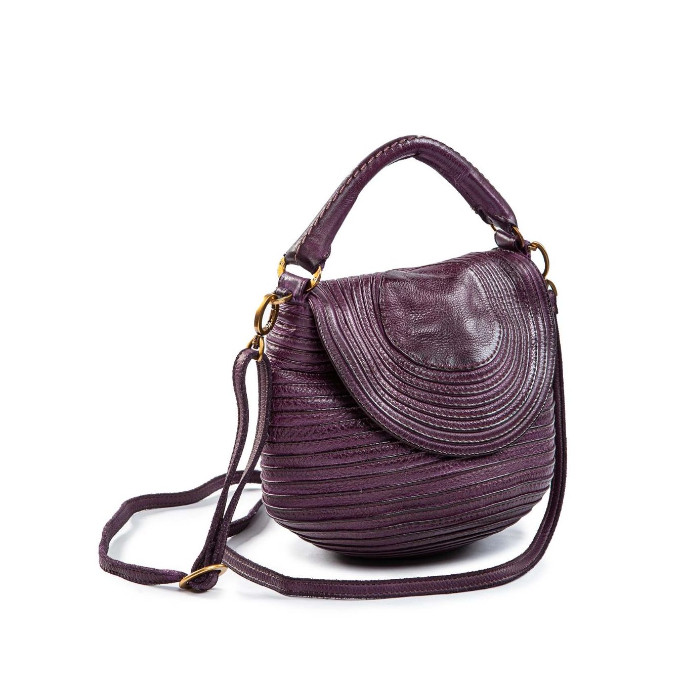 borsa a tracolla in pelle viola majo
