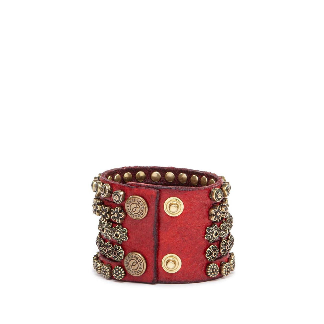 multibracciale campomaggi pelle rossa