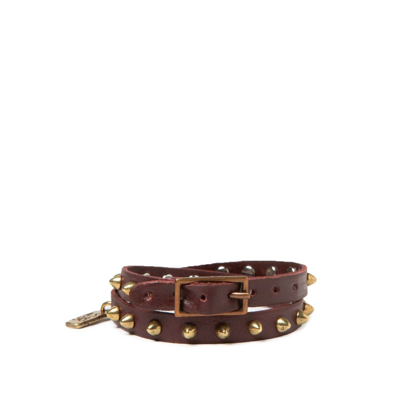 bracciale con borchie in pelle madera fibbia