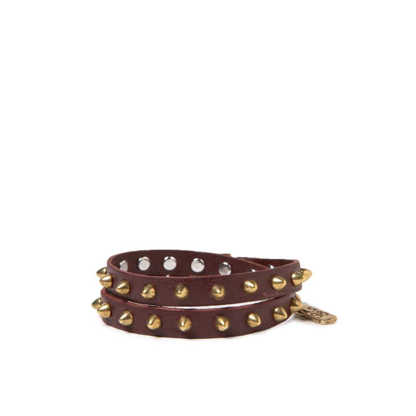 bracciale con borchie in pelle madera