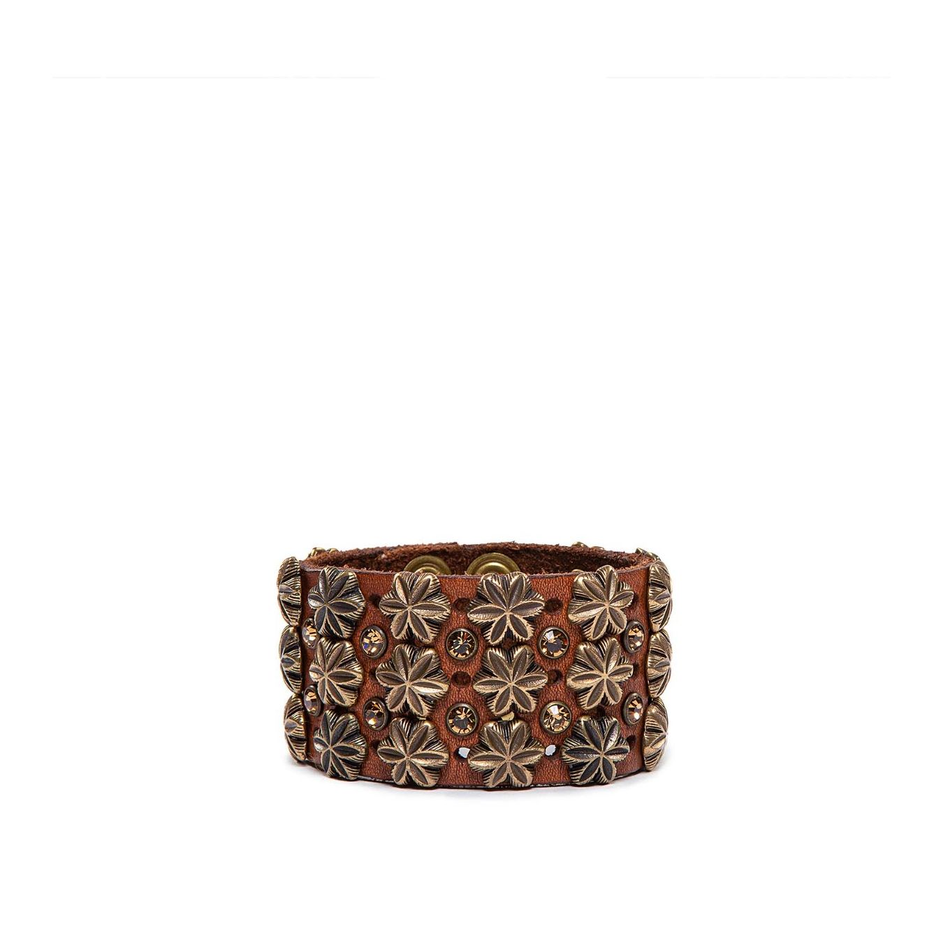 bracciale cuoio strass miele