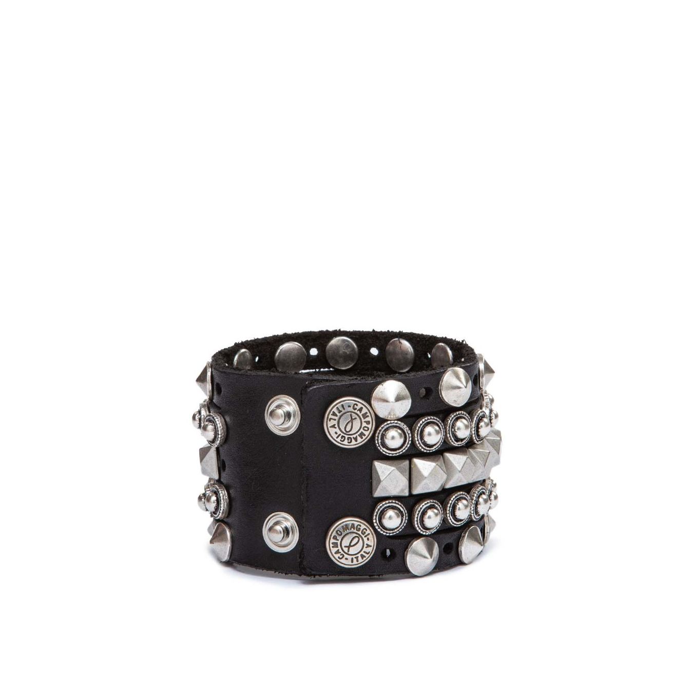 bracciale nero borchie piramidali campomaggi