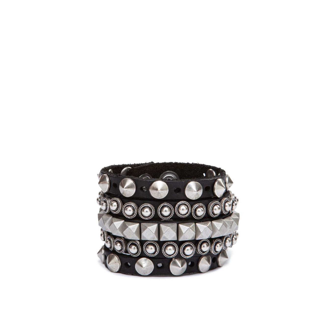 bracciale nero borchie argento campomaggi