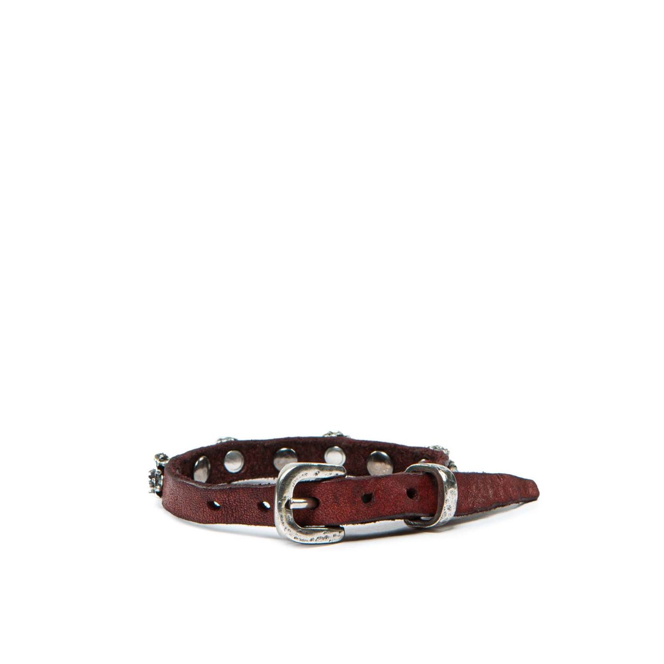 bracciale con rivetti in pelle borgogna  