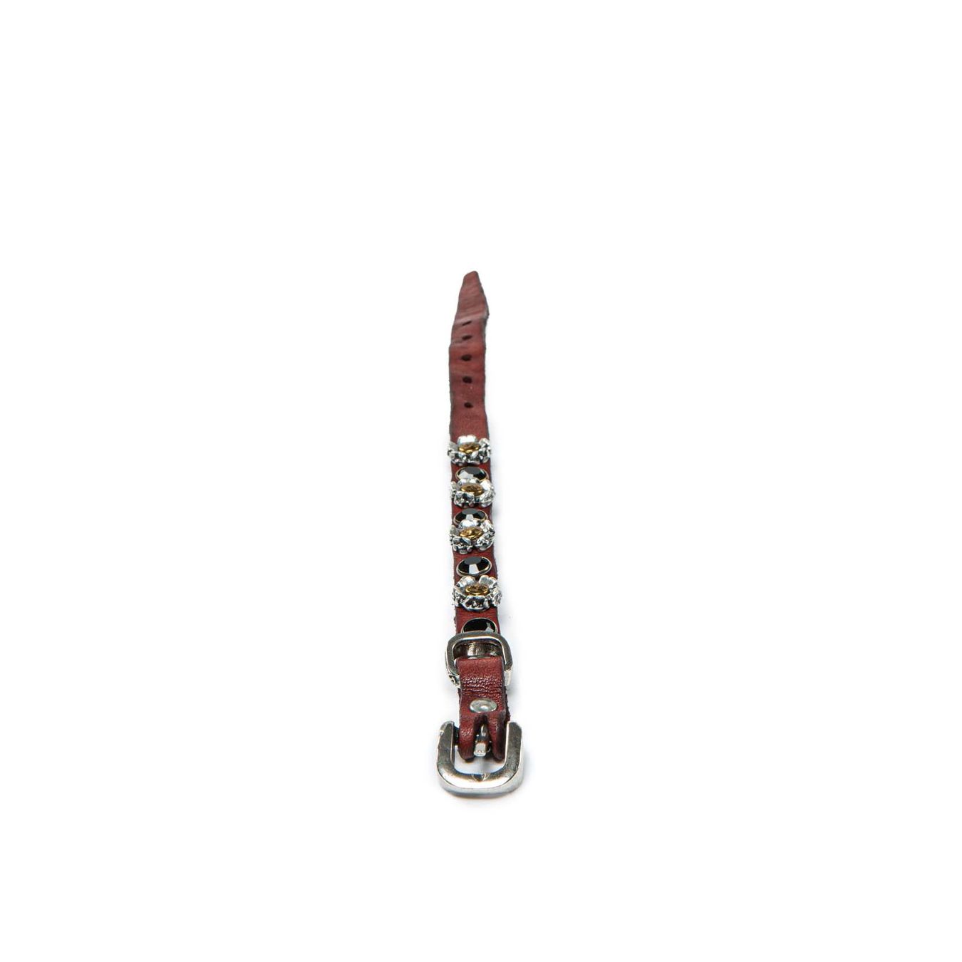 bracciale con rivetti in pelle borgogna  
