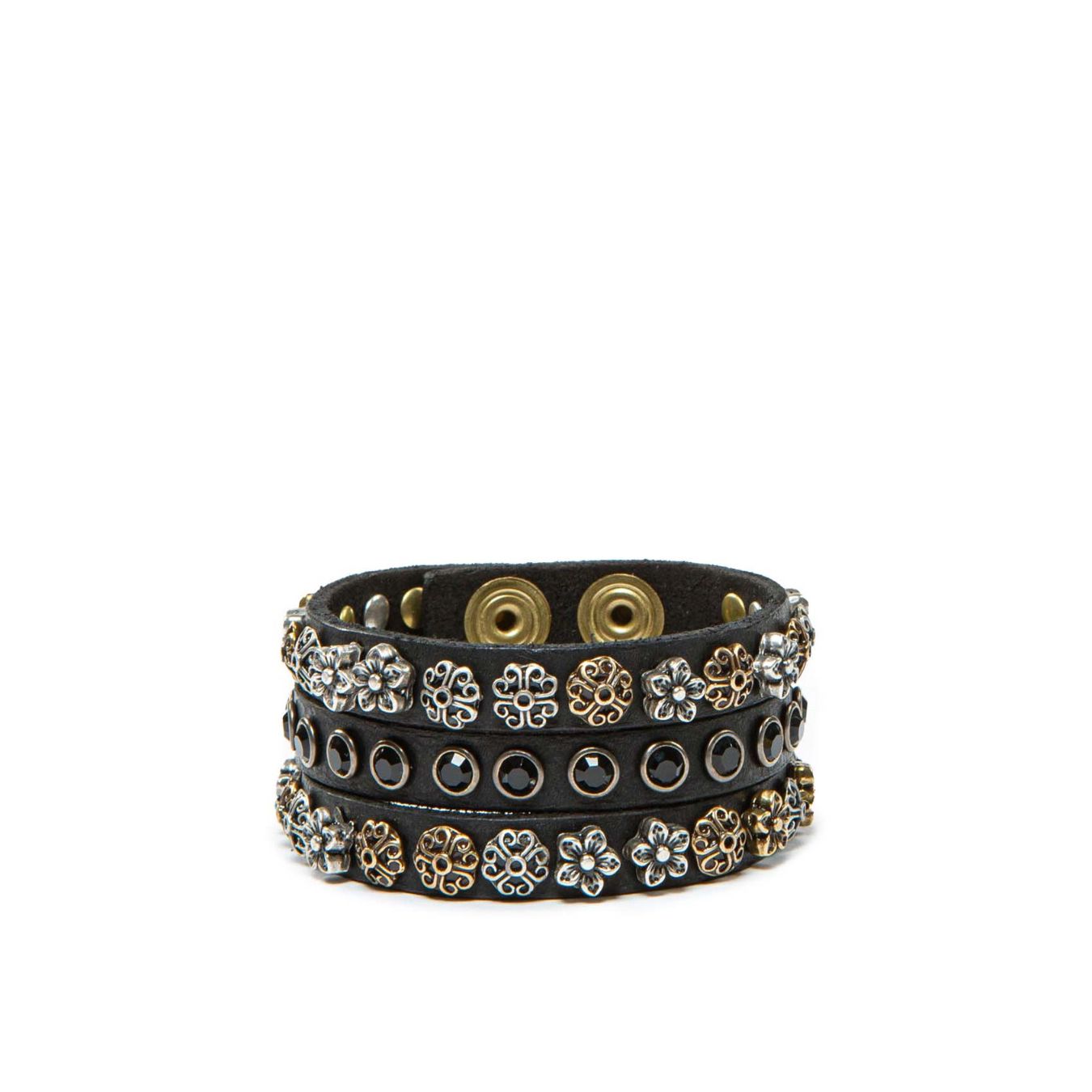 bracciale con borchie fiore 