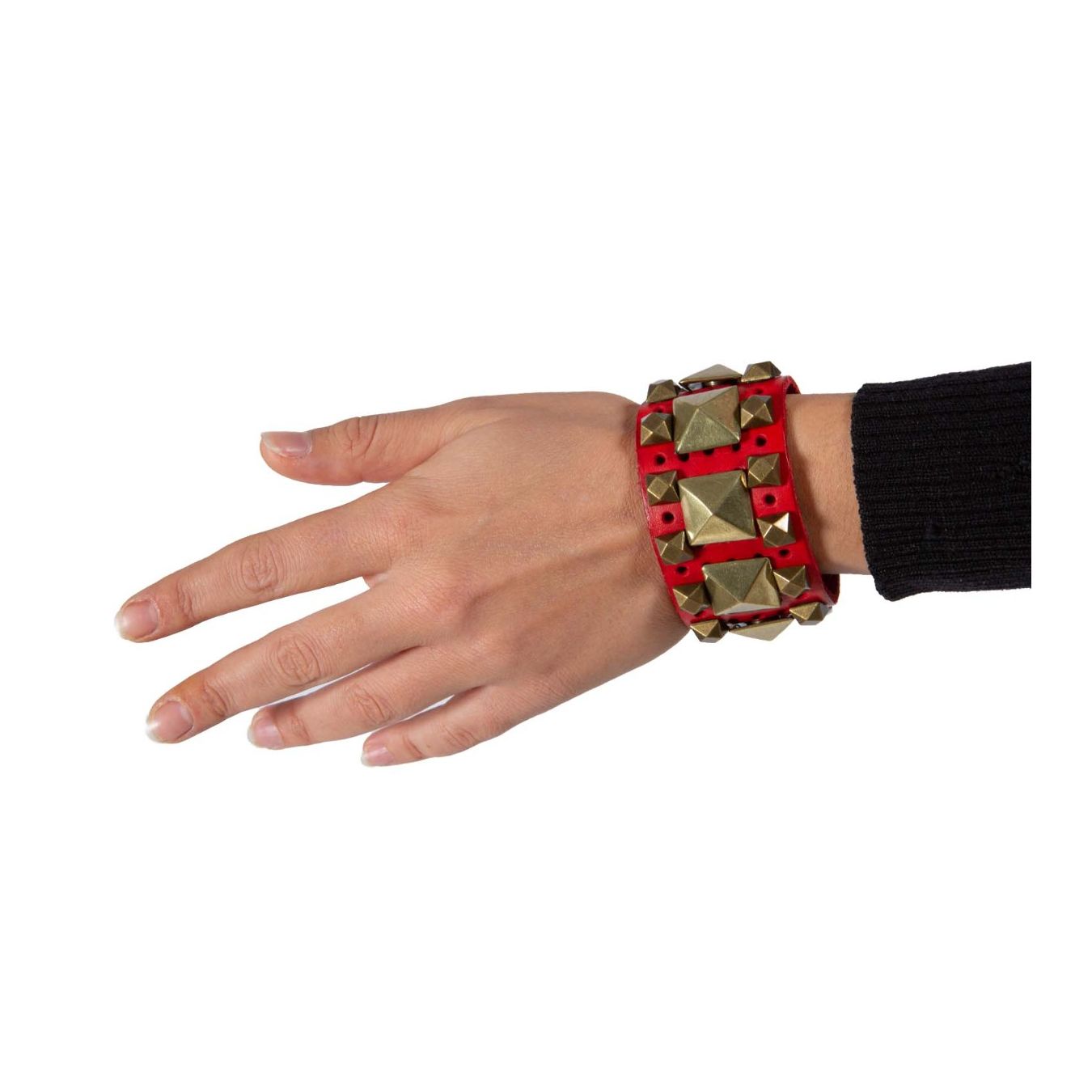 borchie oro bracciale rosso