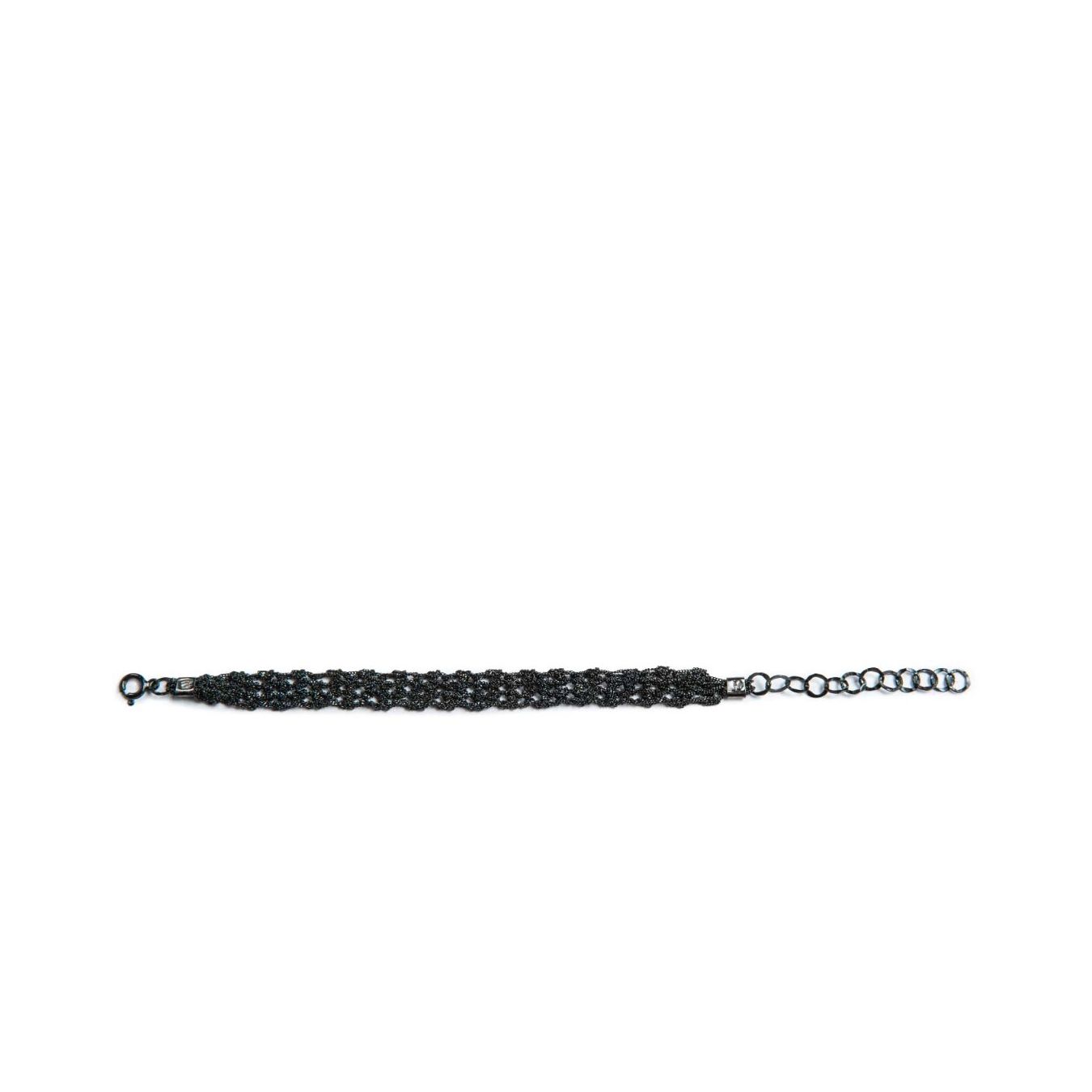 mmarcela salvador bracciale TRAMA in argento tessuto a mano 925 nero aperto