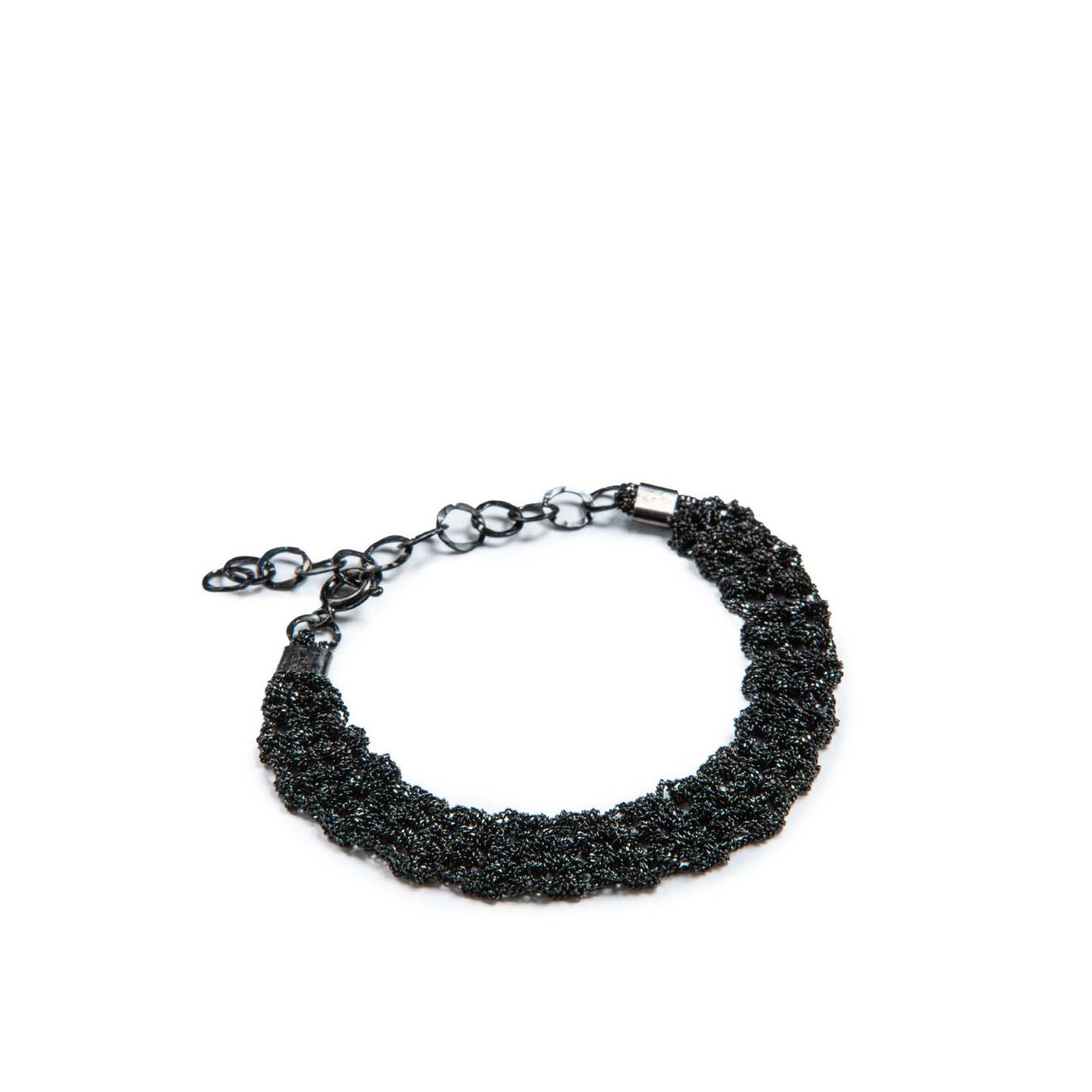 mmarcela salvador bracciale TRAMA in argento tessuto a mano 925 nero chiusura gancio in metallo