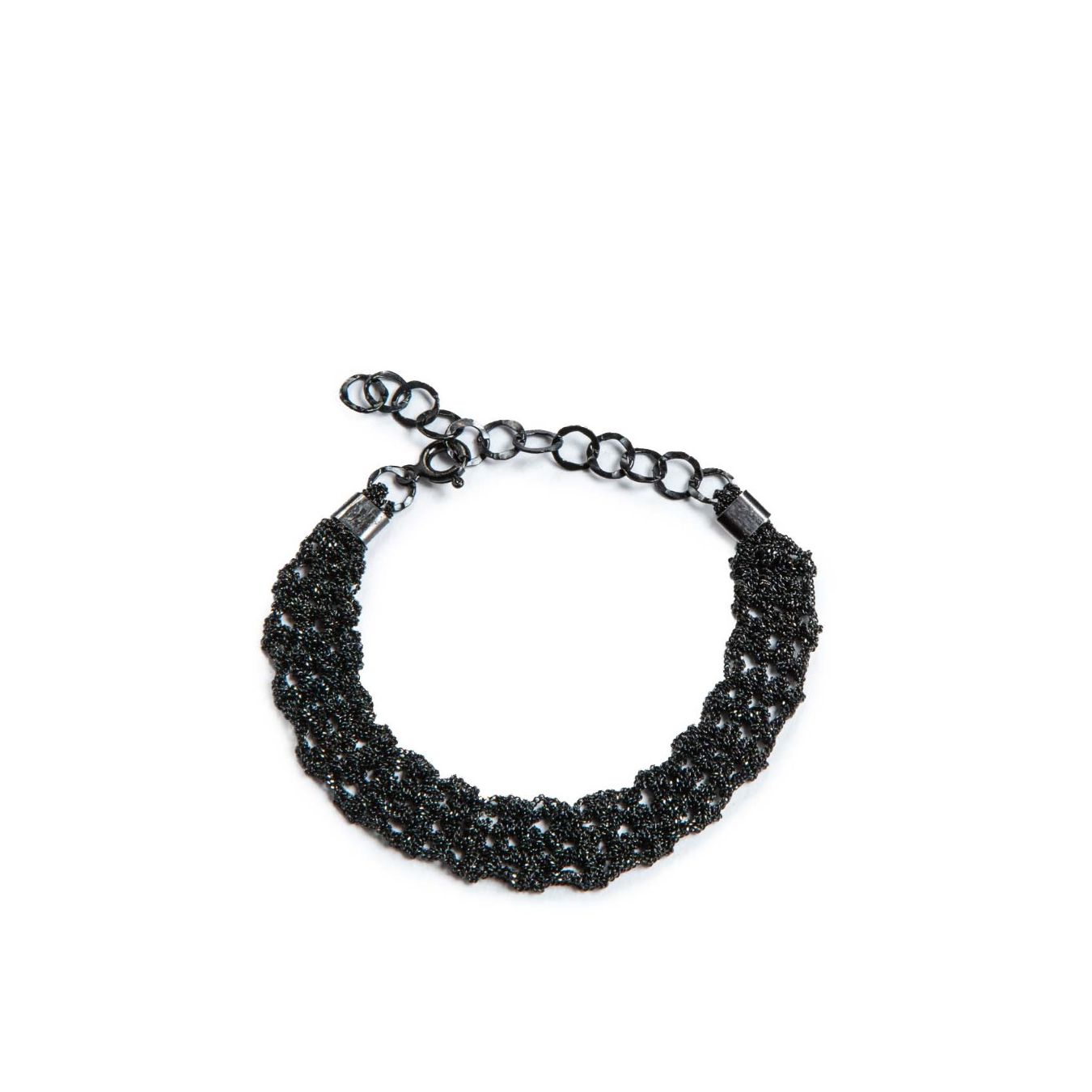 mmarcela salvador bracciale TRAMA in argento tessuto a mano 925 nero