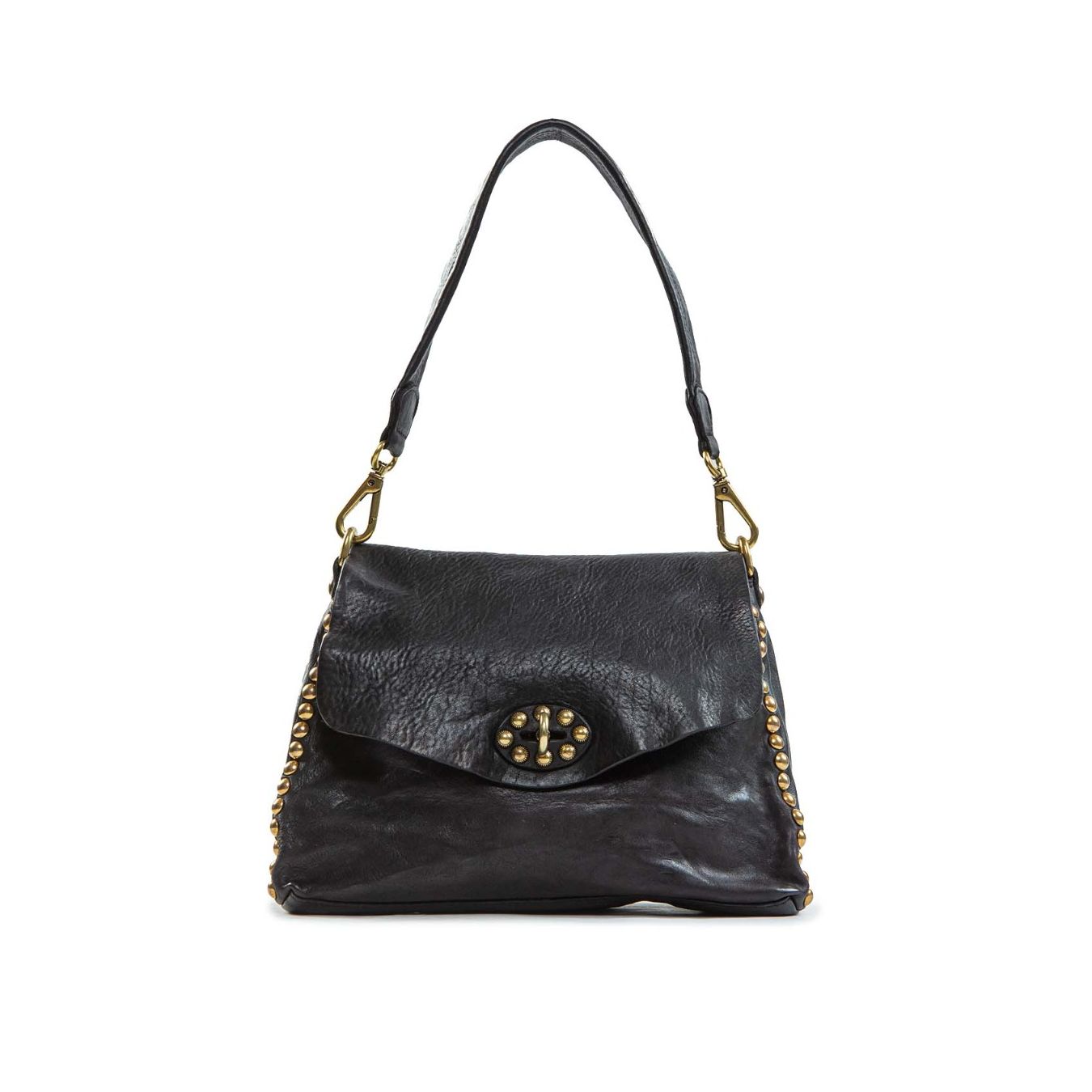monospalla NADIA con borchie in pelle nera 