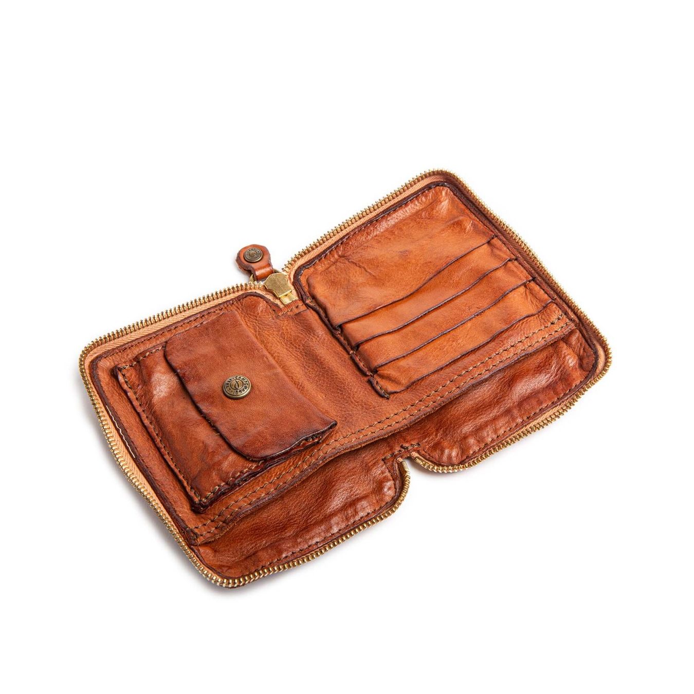 campomaggi portafoglio cuoio strass e fiori aperto