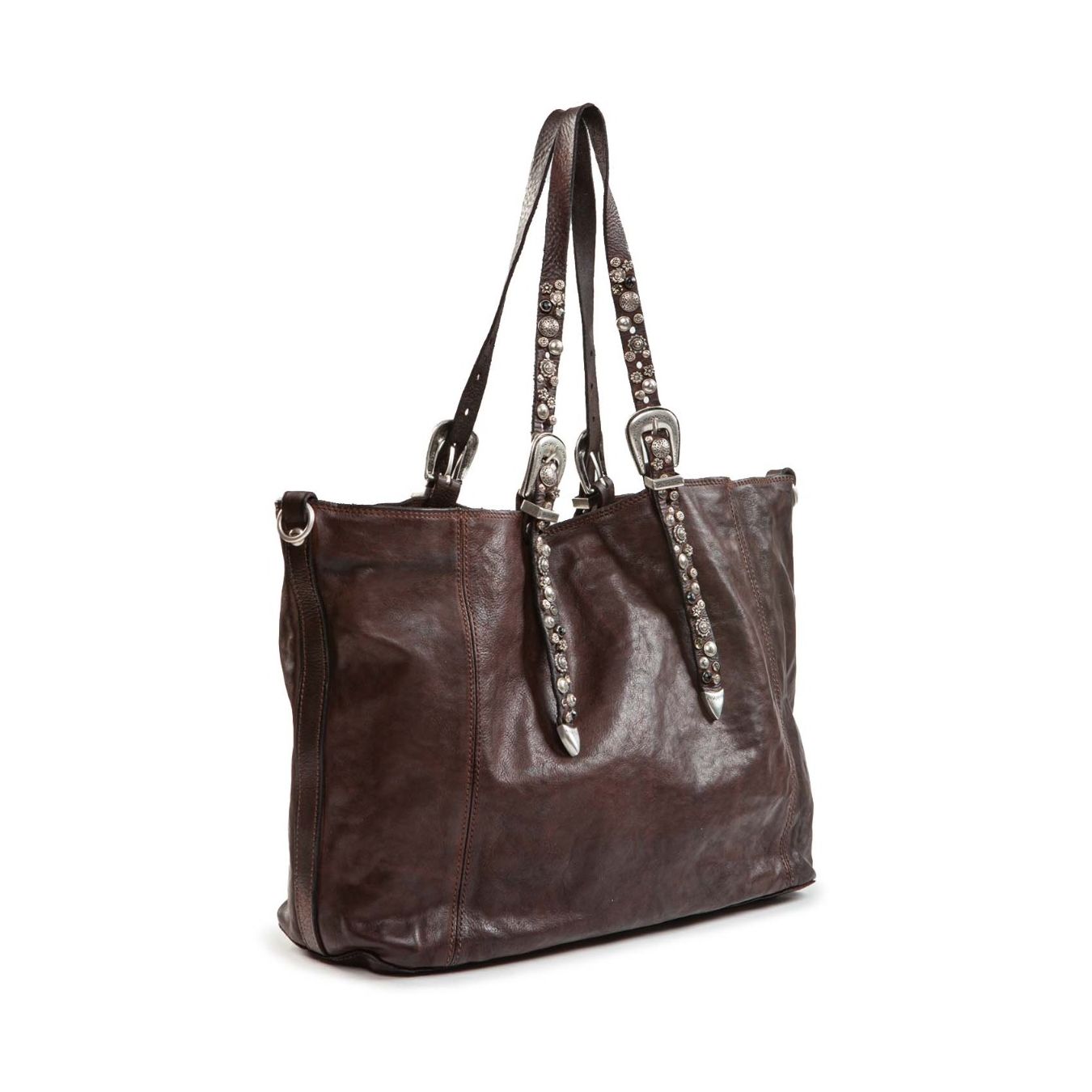 shopper LIDIA testa di moro con borchie e strass  lato