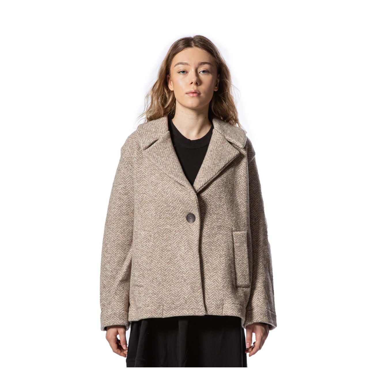 cappotto corto nora spinato colore beige