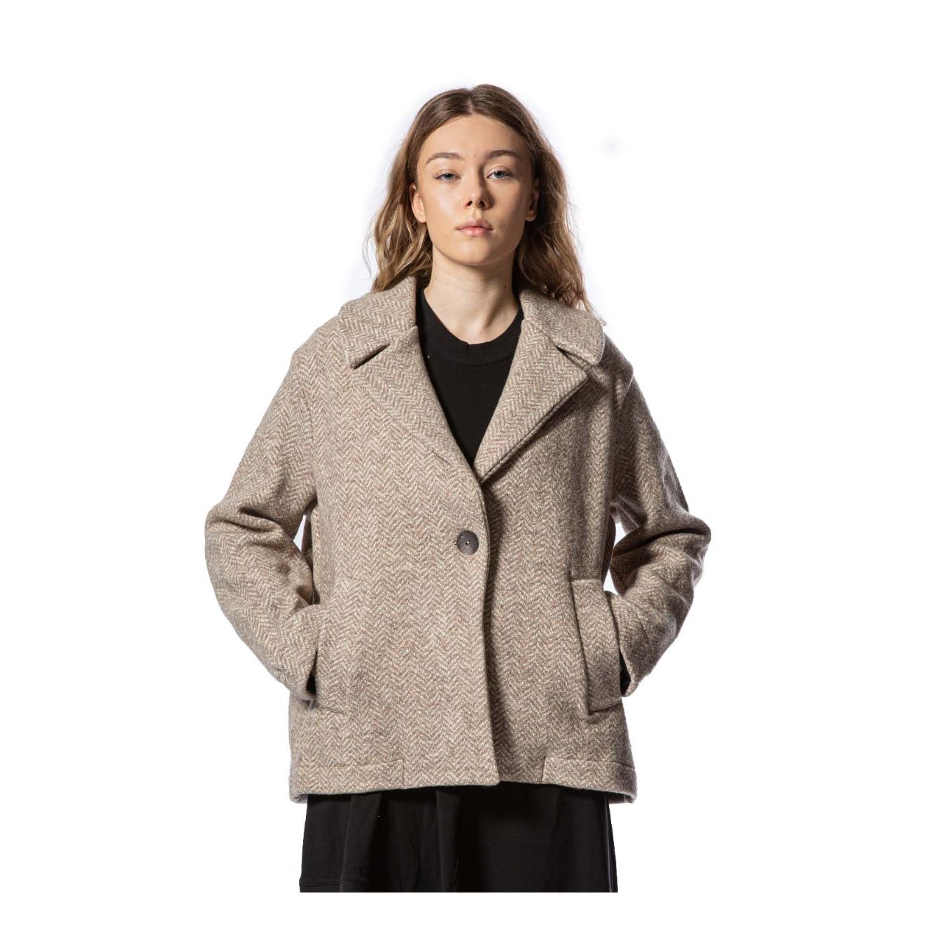 cappotto corto nora spinato colore beige