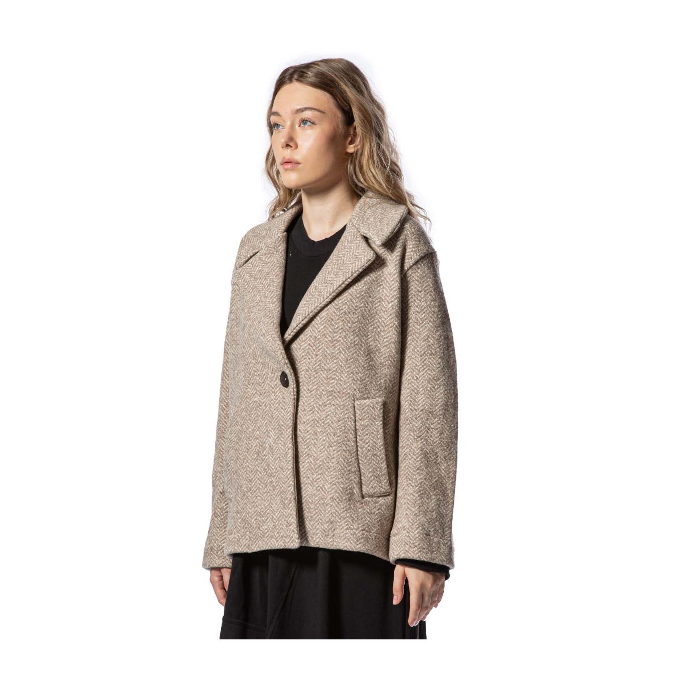 cappotto corto nora spinato colore beige