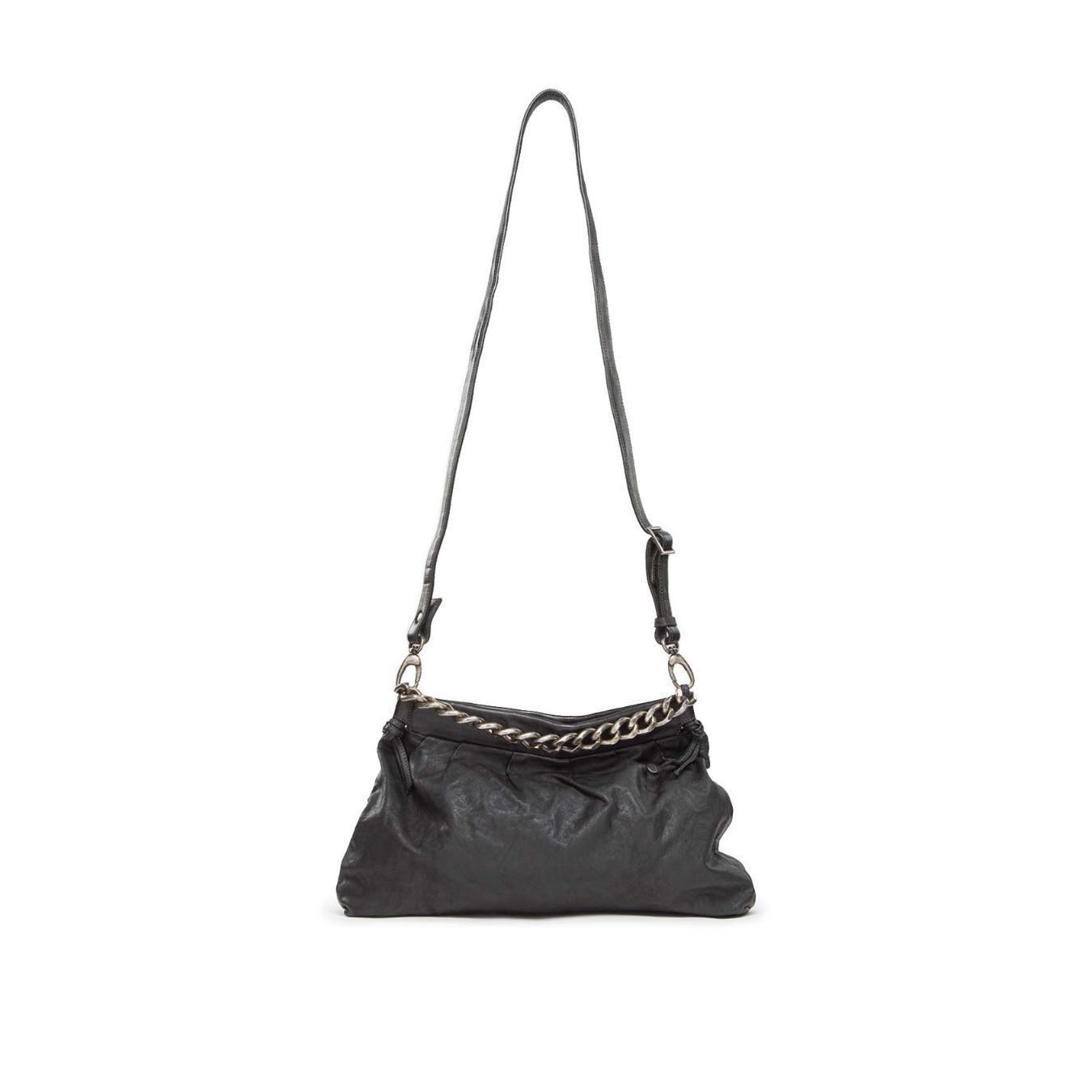 cartella TINA in pelle nera  con tracolla