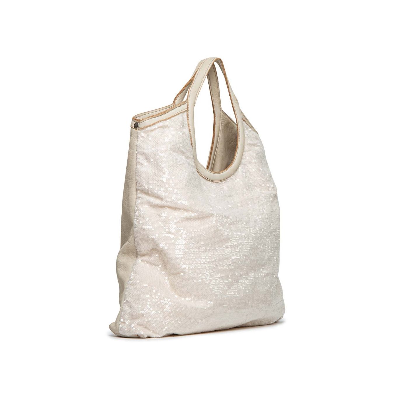 caterina lucchi shopper ALICE con paillettes in pelle bianca borsa a spalla