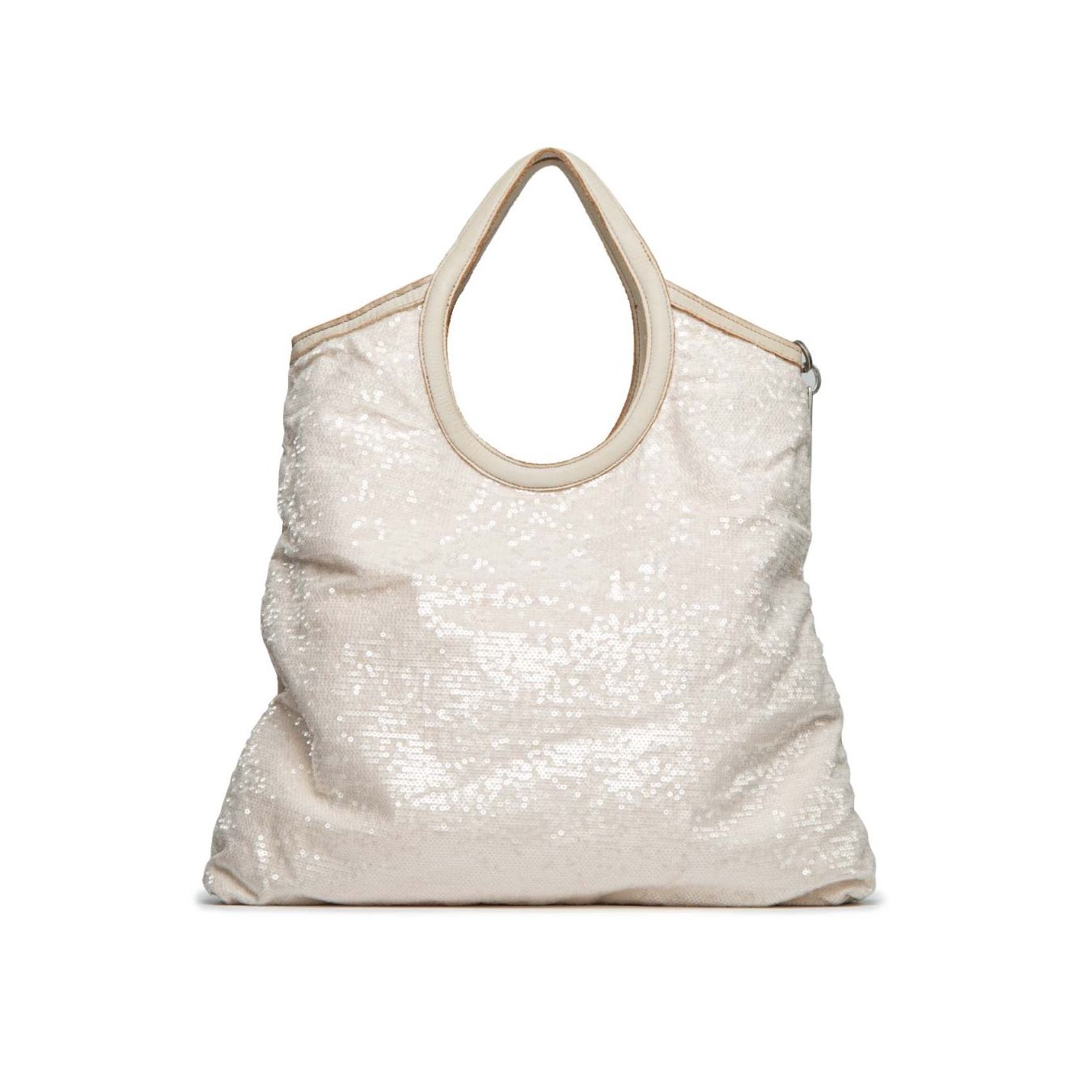 caterina lucchi shopper ALICE con paillettes in pelle bianca 