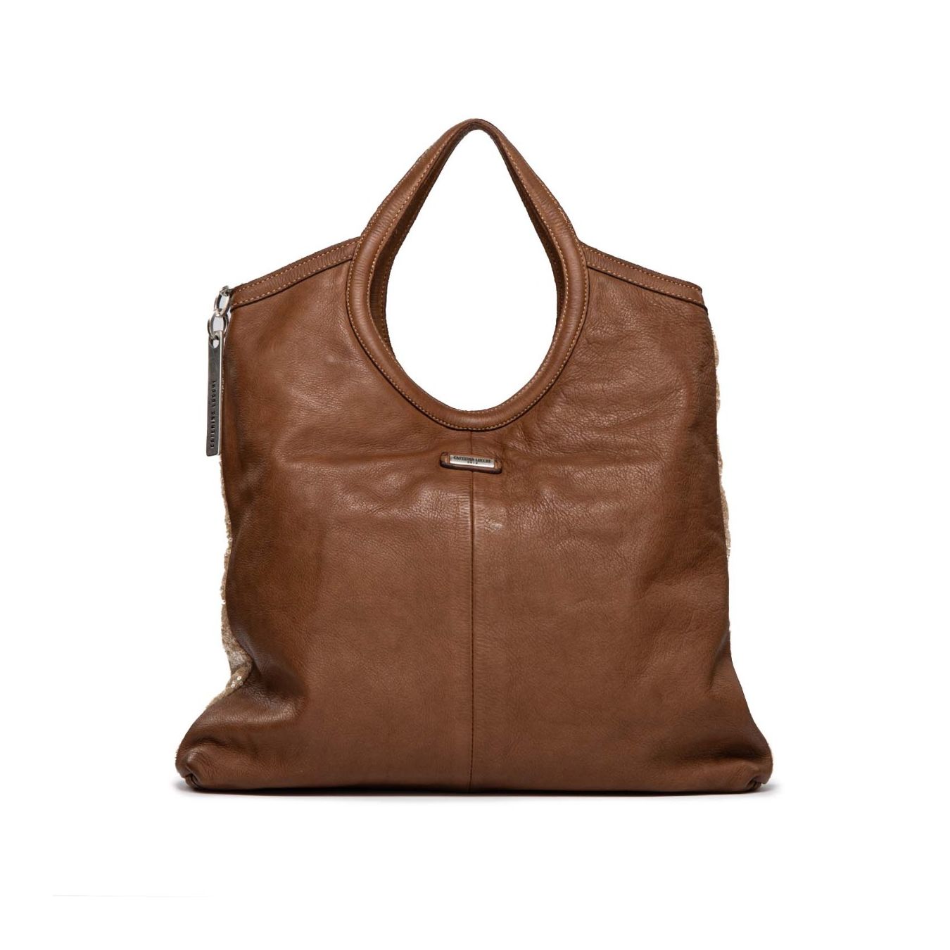 caterina lucchi shopper ALICE con paillettes in pelle cognac dietro