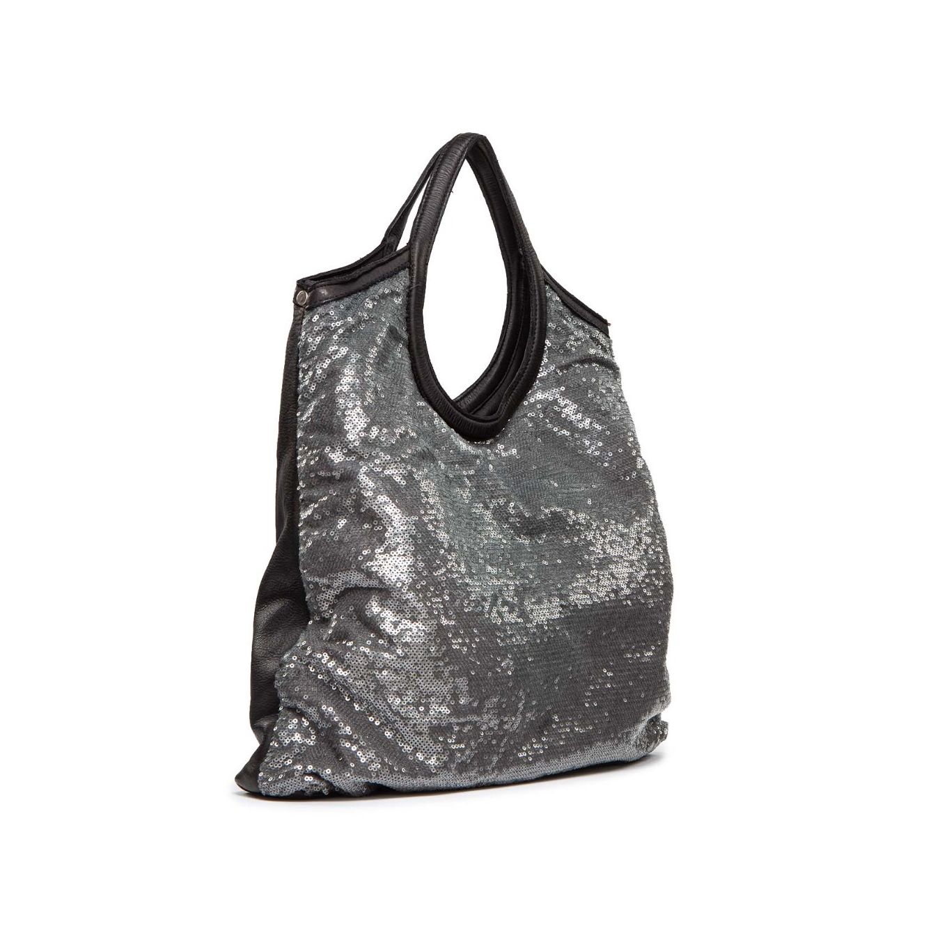 CATERINA LUCCHI shopper ALICE con paillettes nera manici tondi