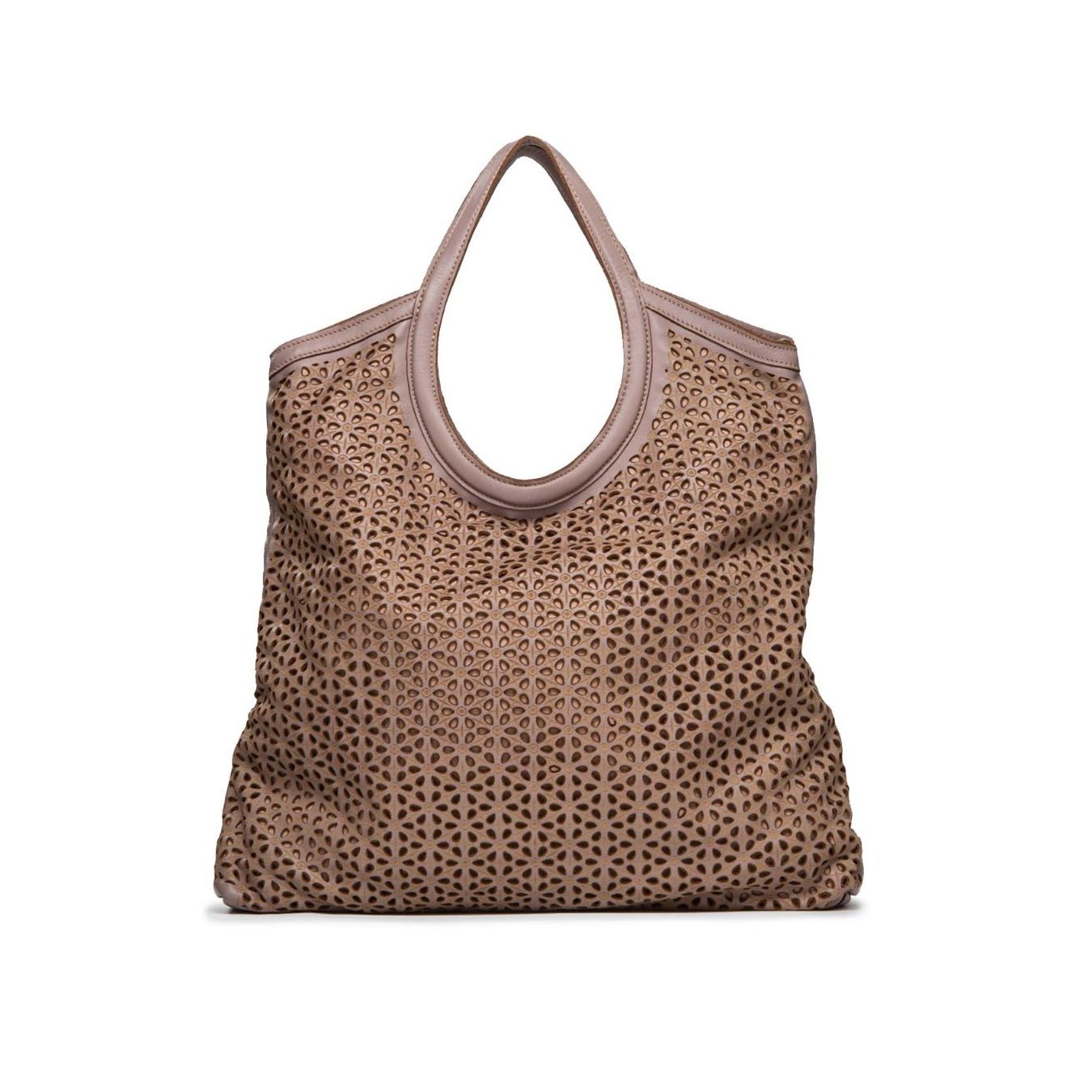 CATERINA LUCCHI shopper ALICE in pelle forata mauve