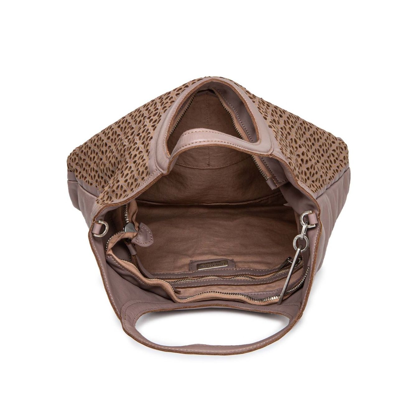 CATERINA LUCCHI shopper ALICE in pelle forata mauve interno