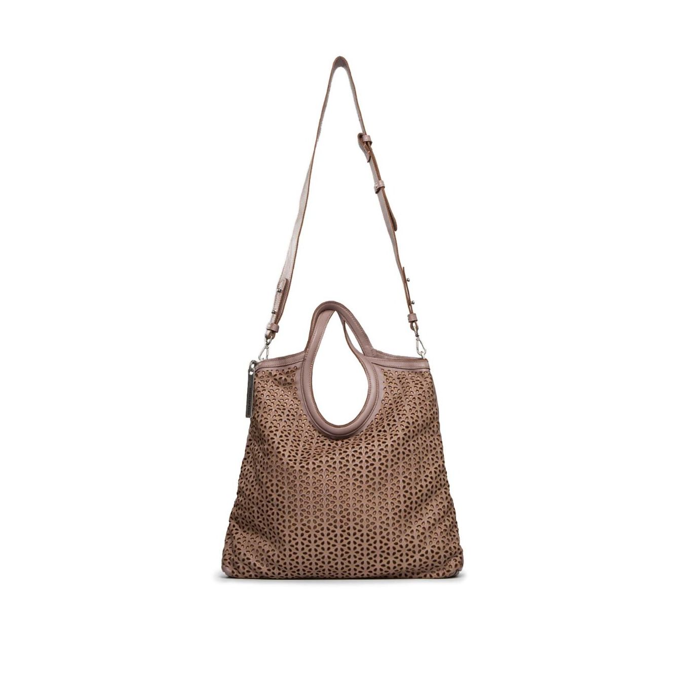 CATERINA LUCCHI shopper ALICE in pelle forata mauve tracolla