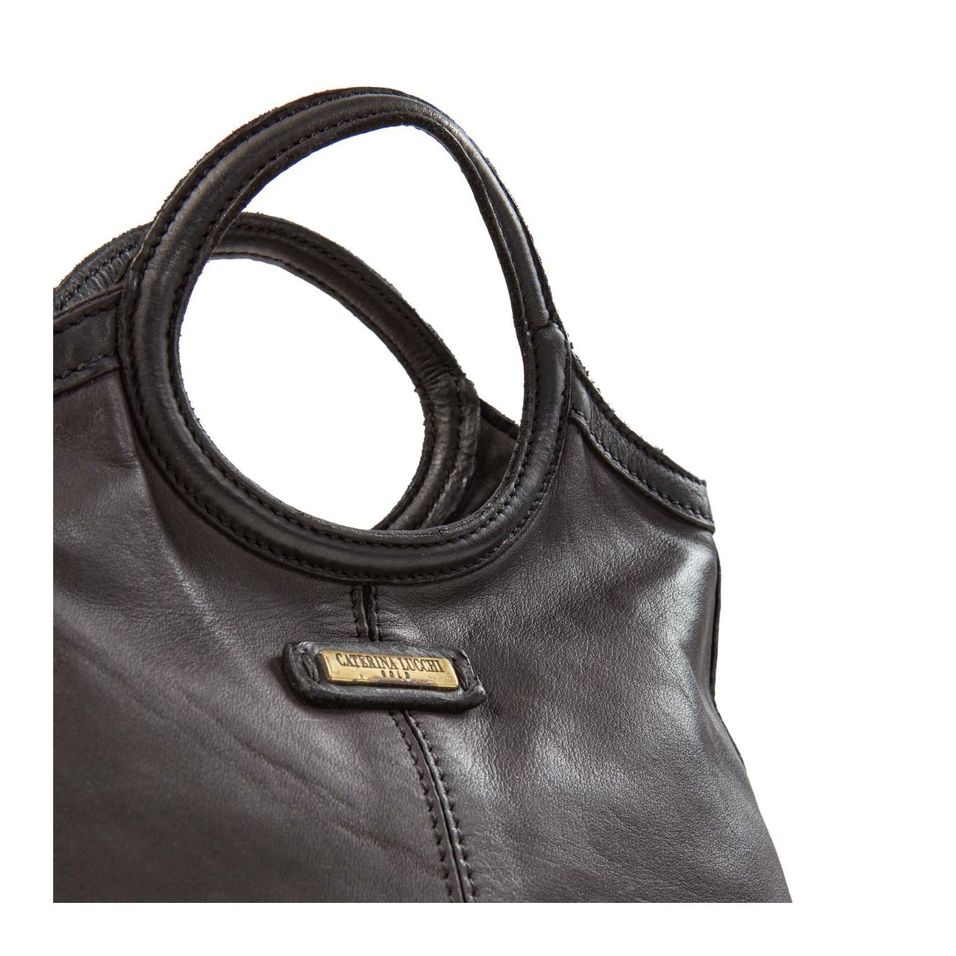 caterina lucchi shopper CAMILLA in pelle nera  dietro