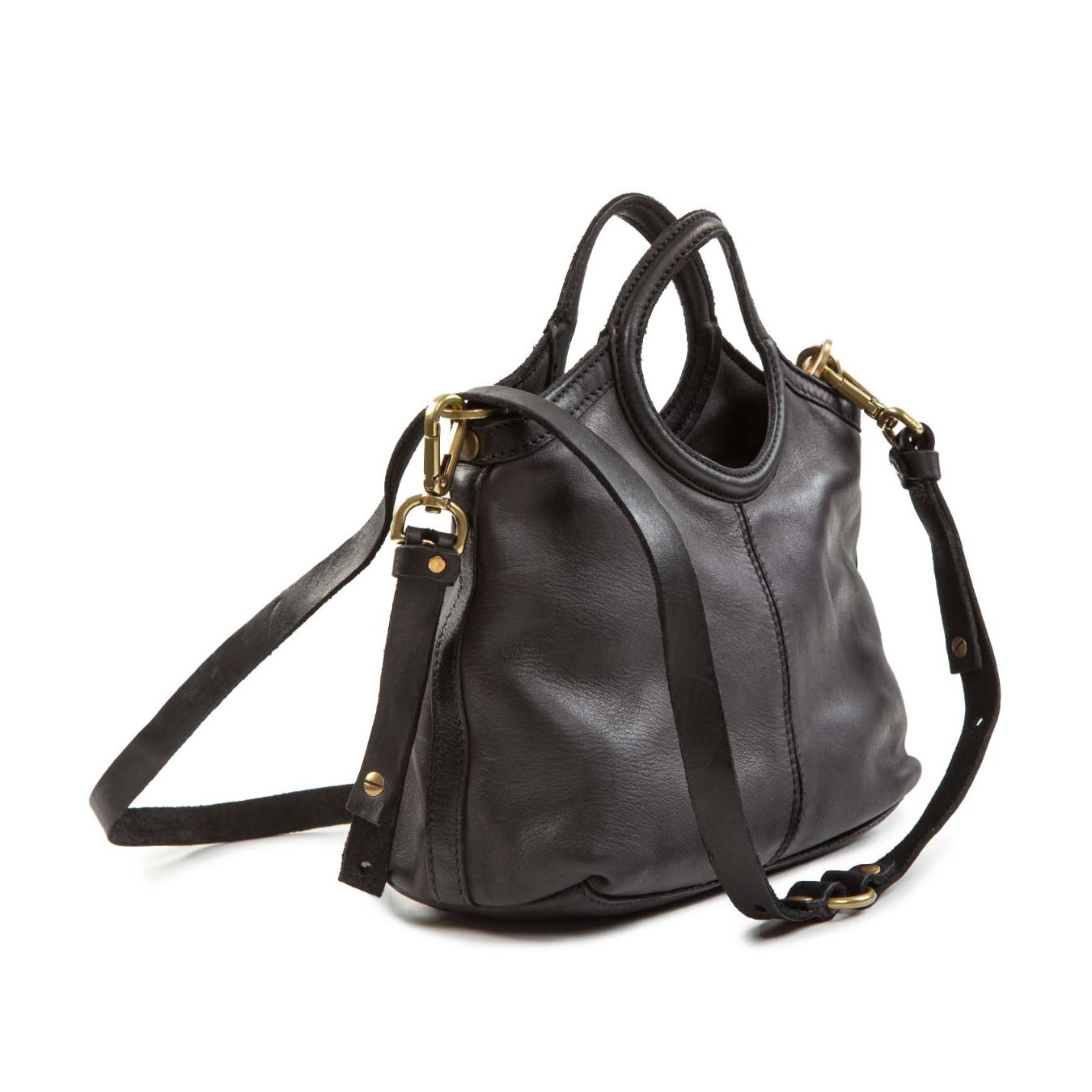 caterina lucchi shopper CAMILLA in pelle nera  con tracolla