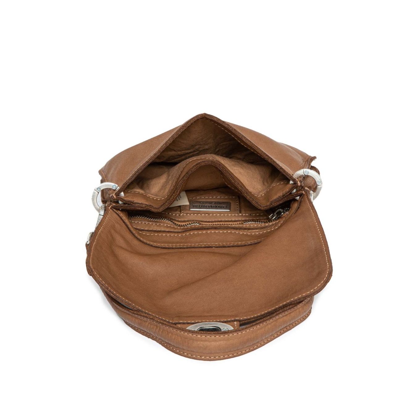 caterina lucchi tracolla CLOTILDE con paillettes in pelle cognac interno