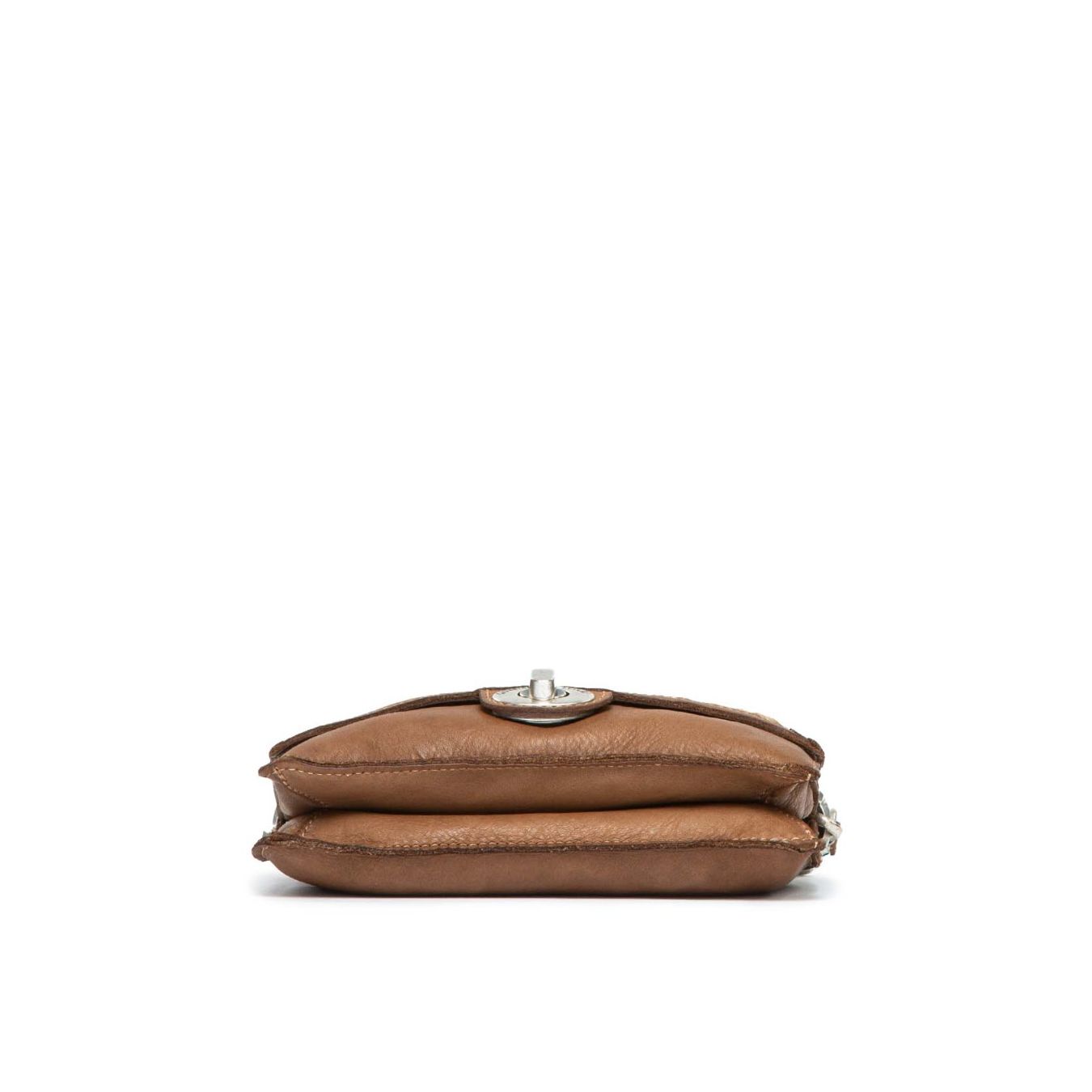 caterina lucchi tracolla CLOTILDE con paillettes in pelle cognac sotto