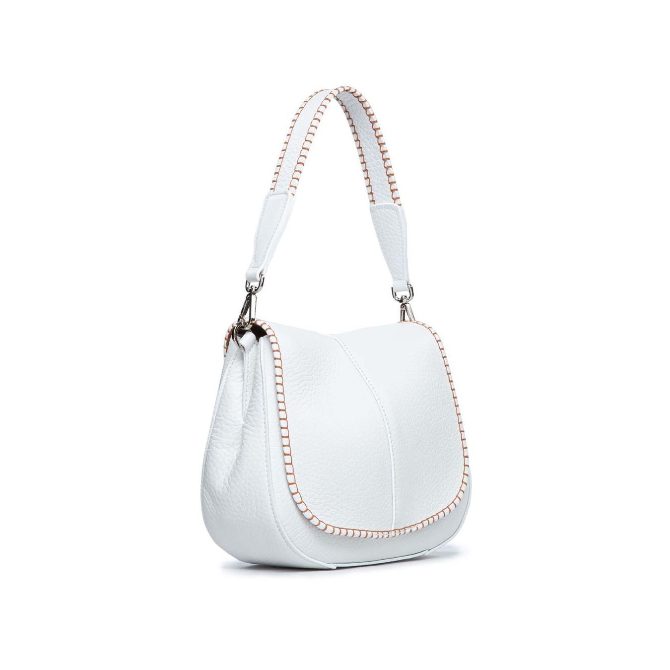 borsa in pelle martellata bianca