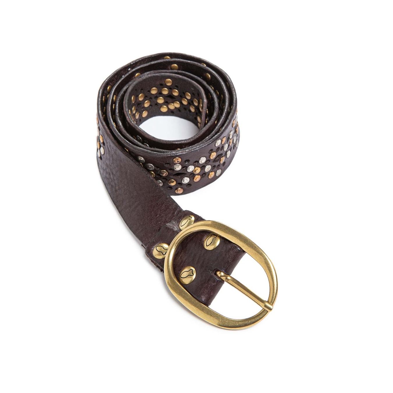 cintura con rivetti in pelle testa di moro  chiusa