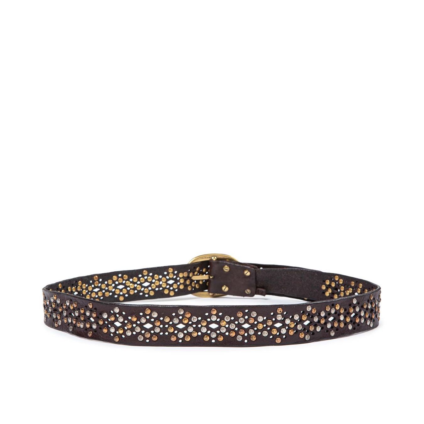 cintura con rivetti in pelle testa di moro  dietro