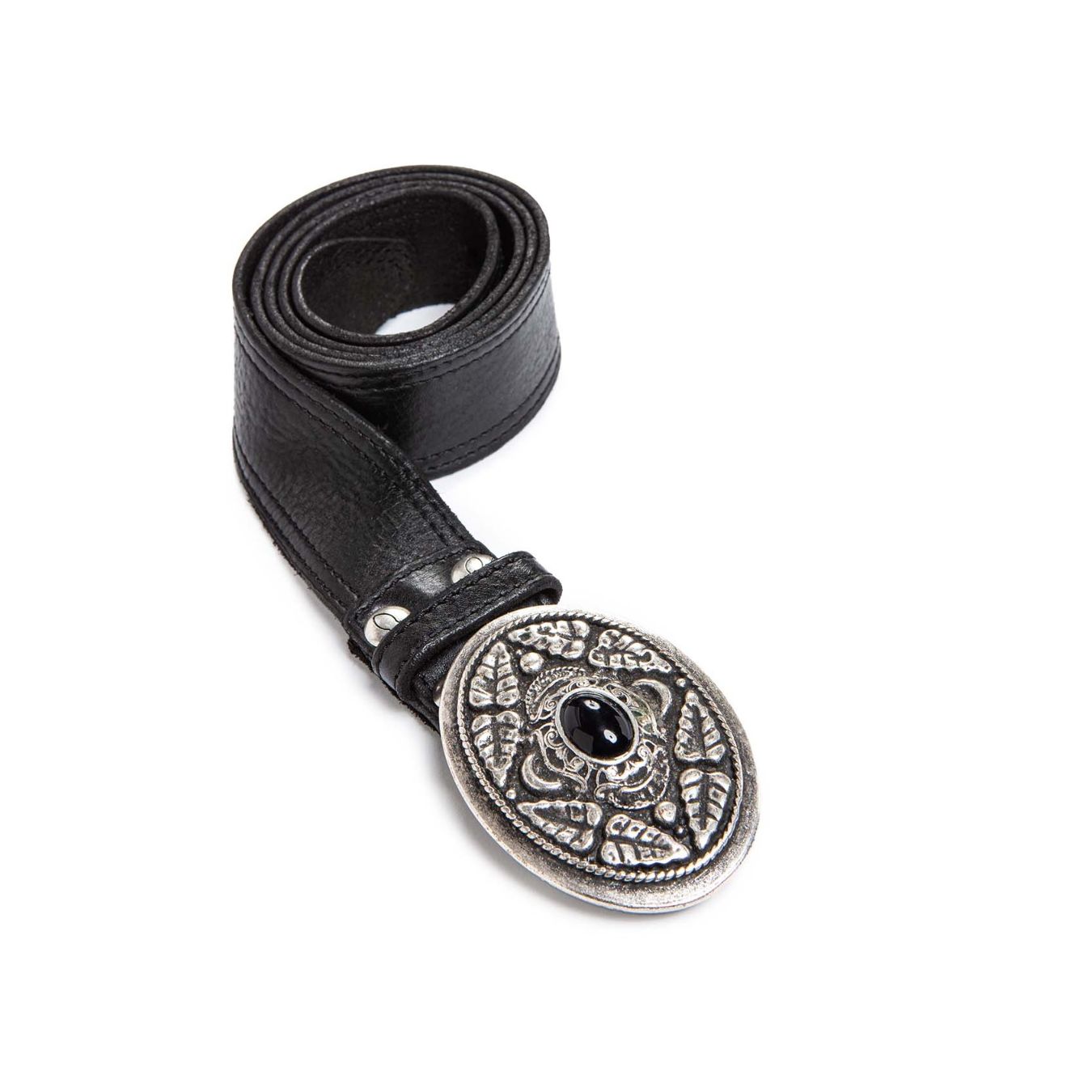 cintura vacchetta in pelle nera chiusa