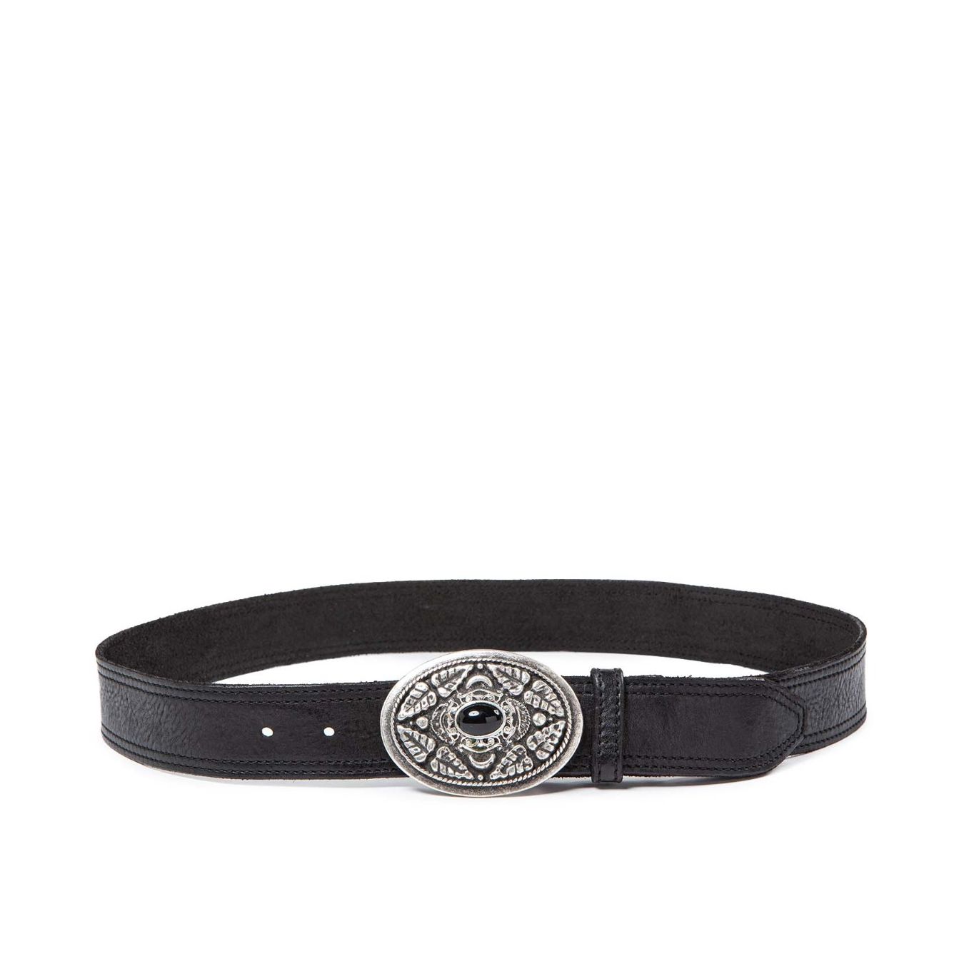 cintura vacchetta in pelle nera