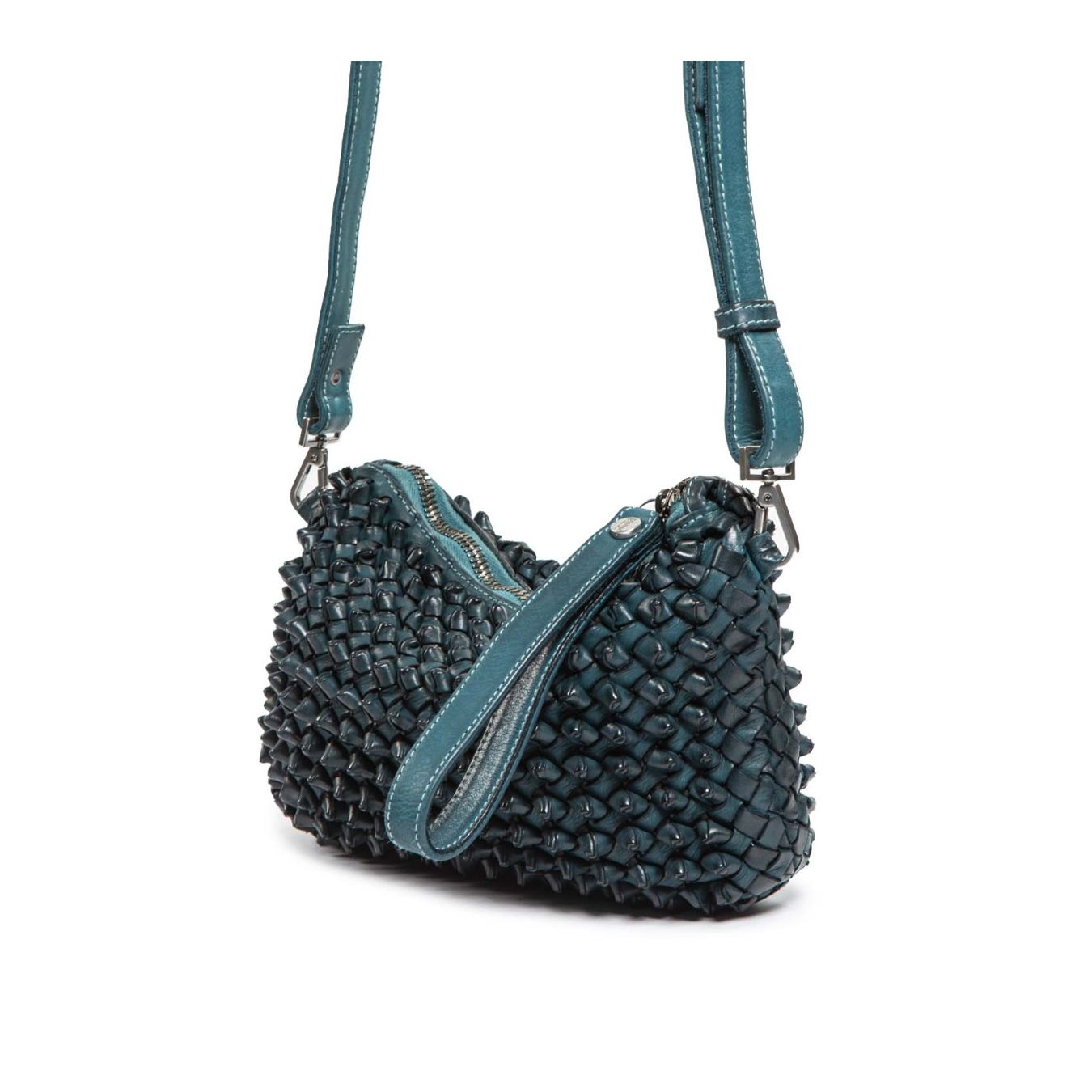 clutch DILETTA NODI in pelle pavone  con tracolla