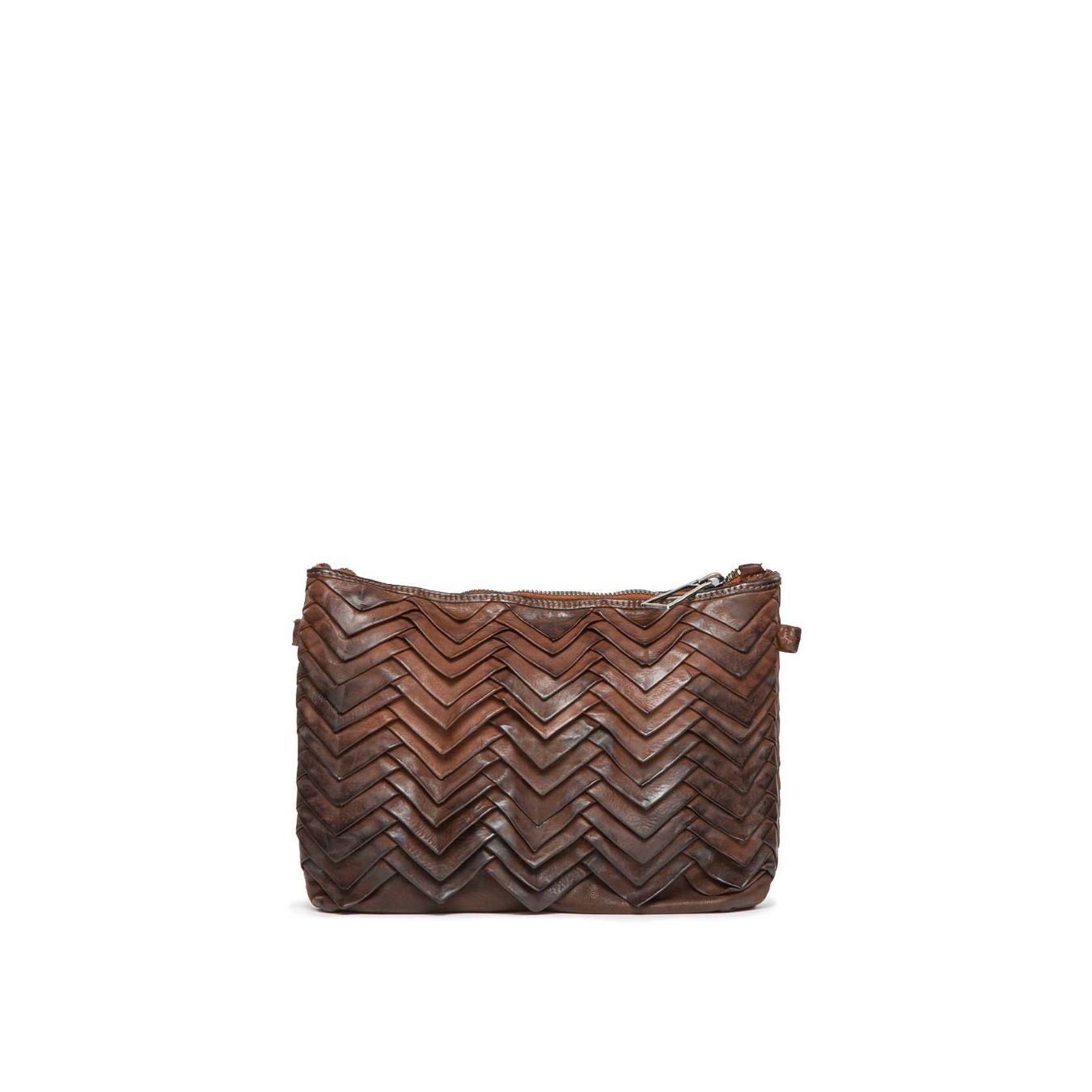 clutch EVA MANIS in pelle castagna 