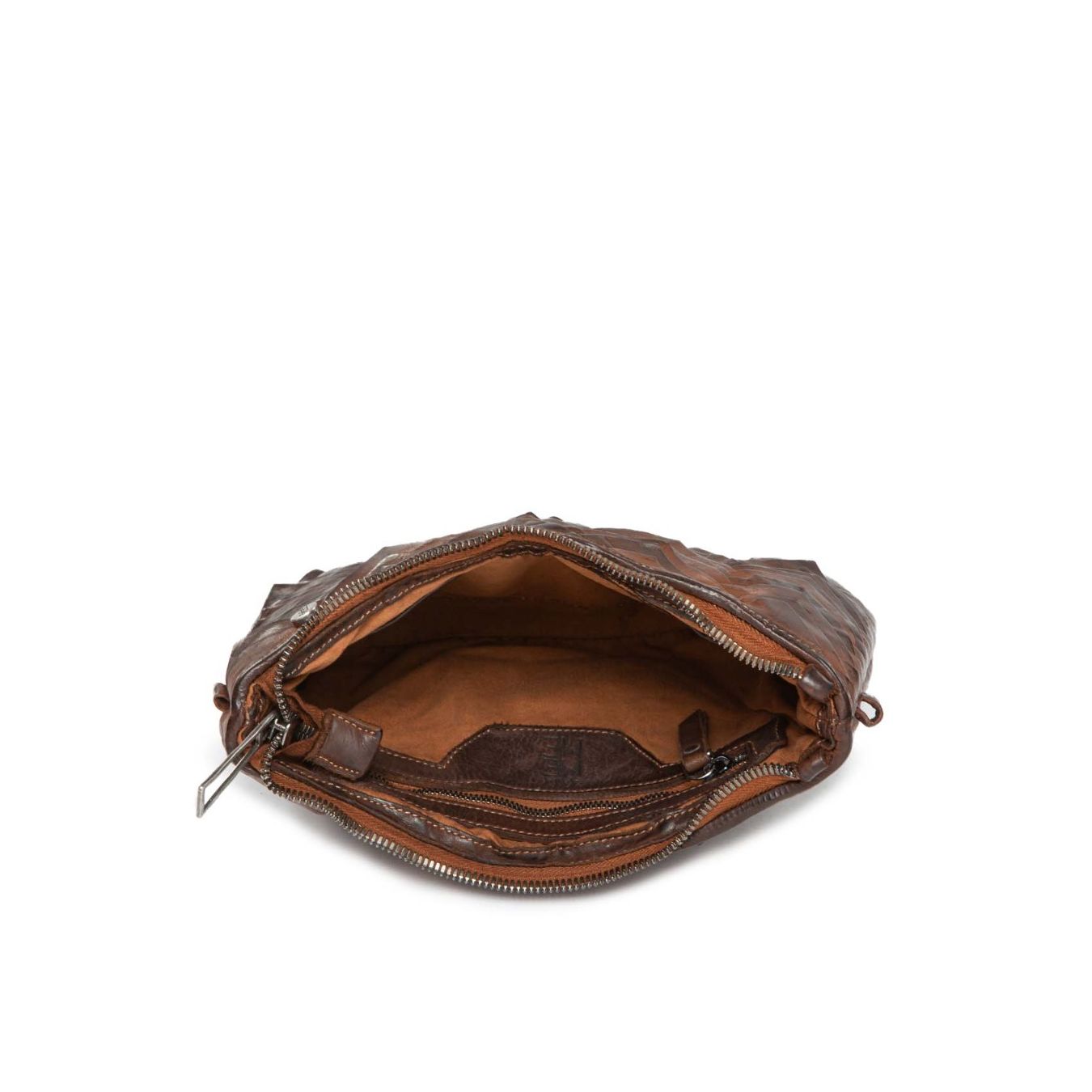 clutch EVA MANIS in pelle castagna interno