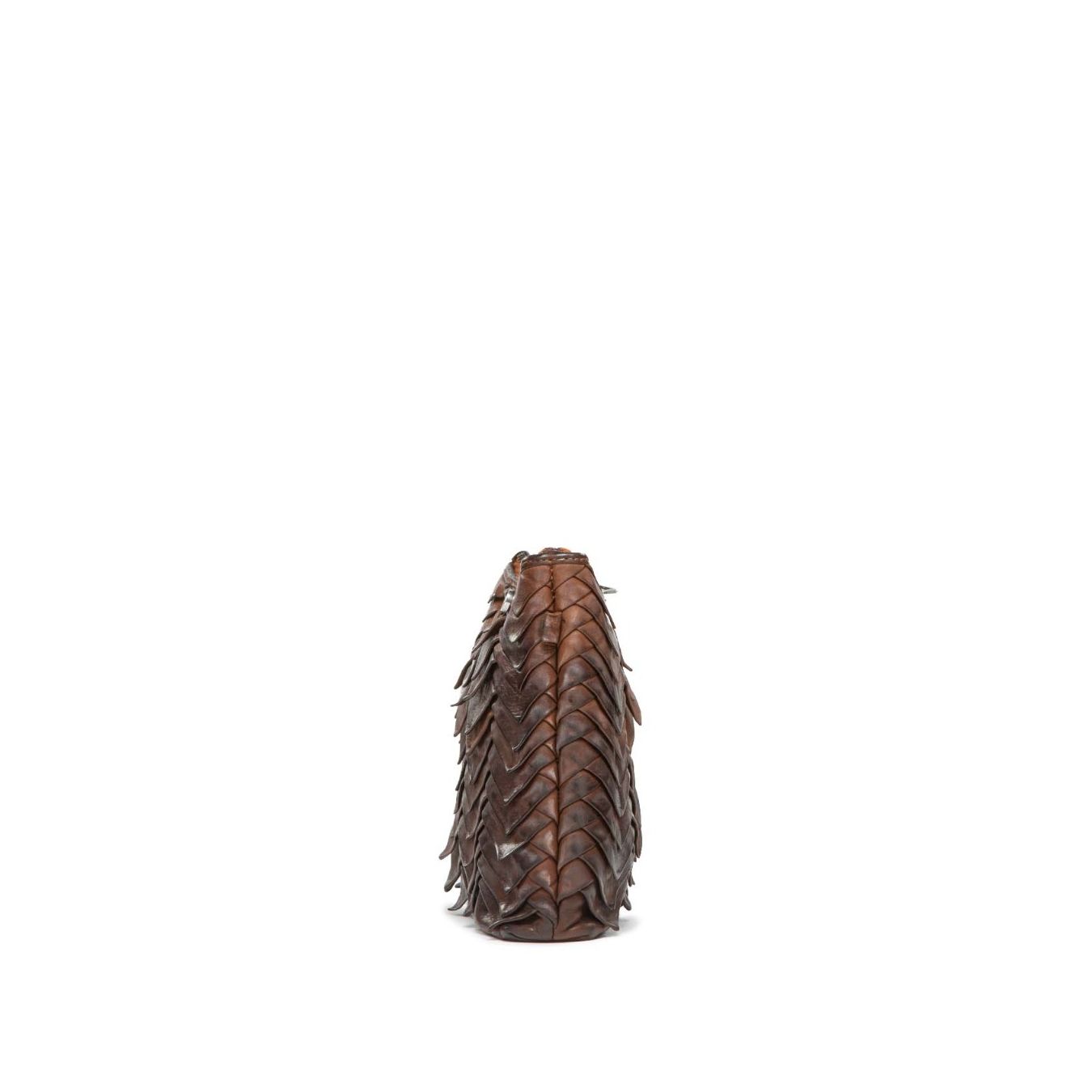 clutch EVA MANIS in pelle castagna  profilo