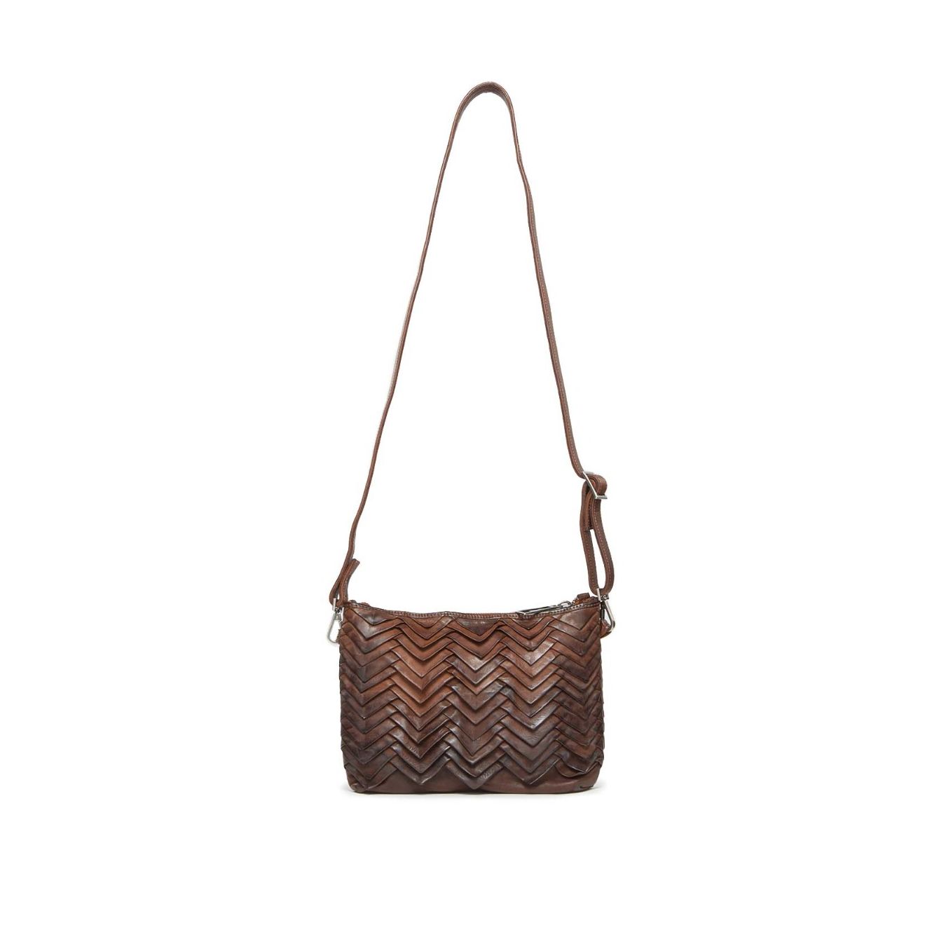 clutch EVA MANIS in pelle castagna tracolla
