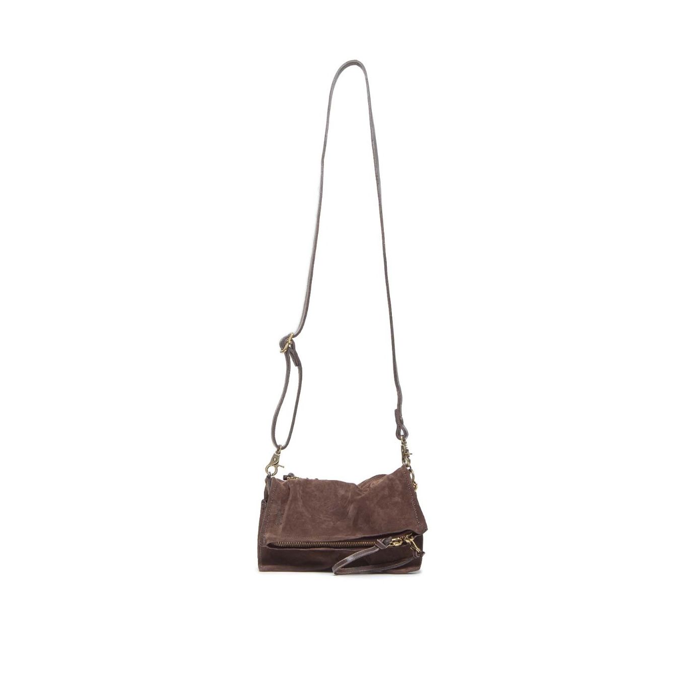 as98 clutch MARGARET in camoscio ebano  con tracolla