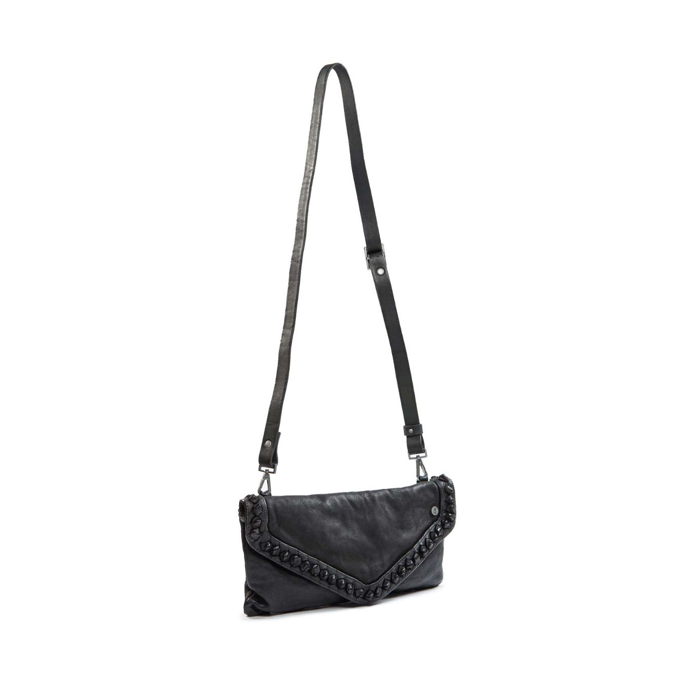 clutch NICOLE nodi in pelle nera tracolla