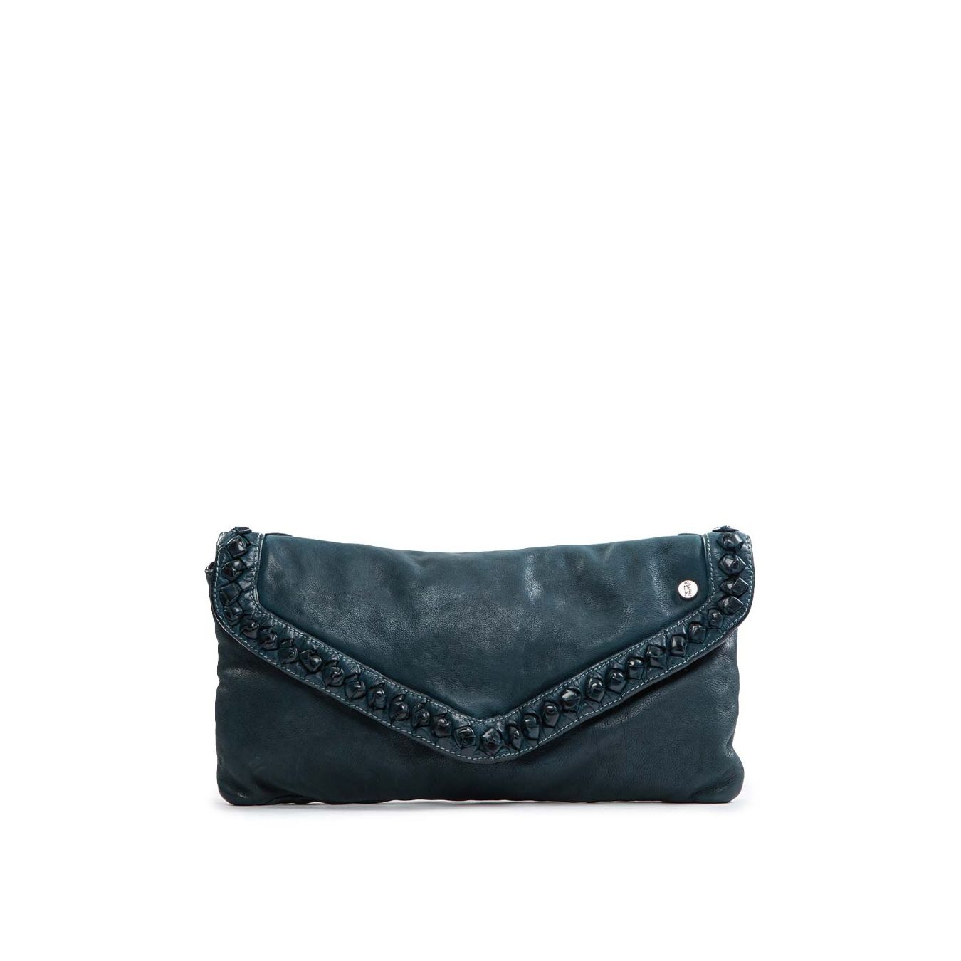 clutch NICOLE nodi in pelle pavone