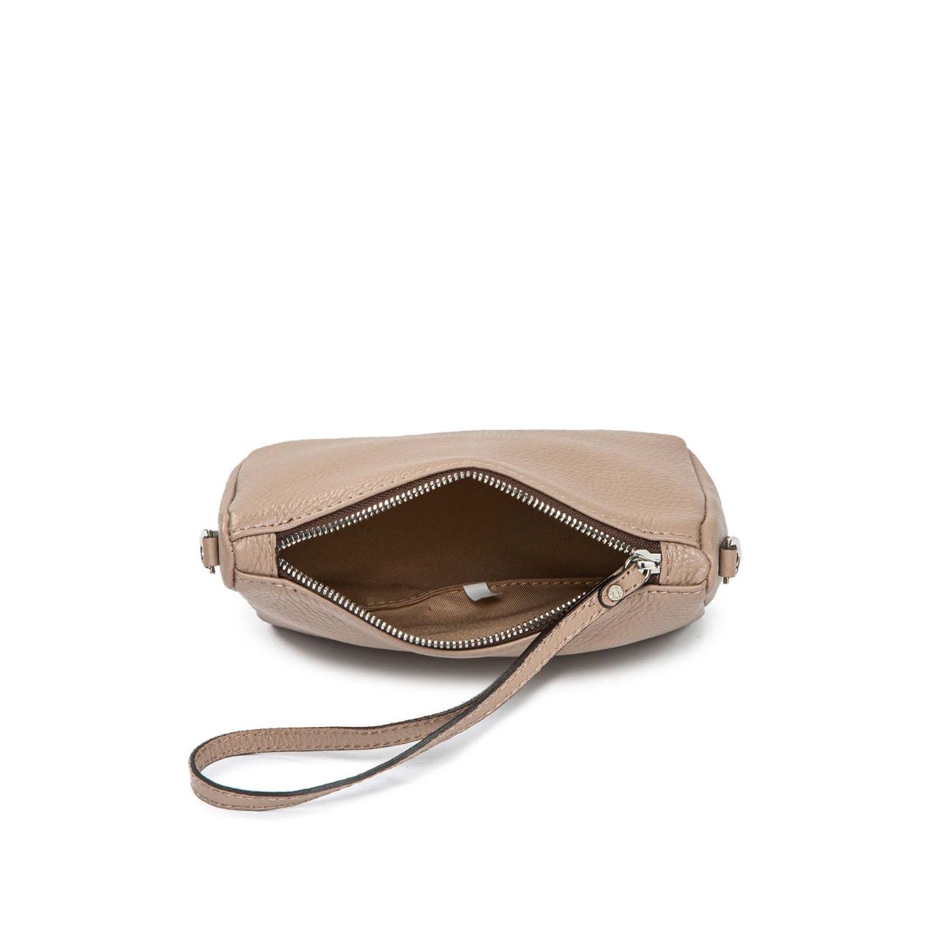 clutch NORA POUCH in pelle beige 