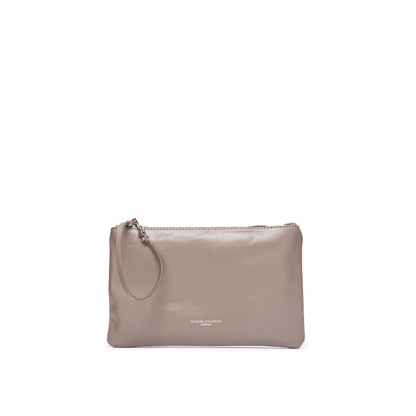 clutch estraibile pelle grigia