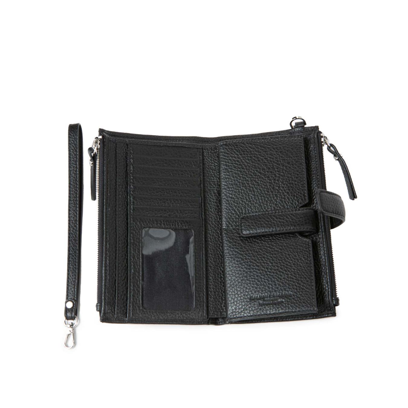 clutch portafogli in pelle nera 